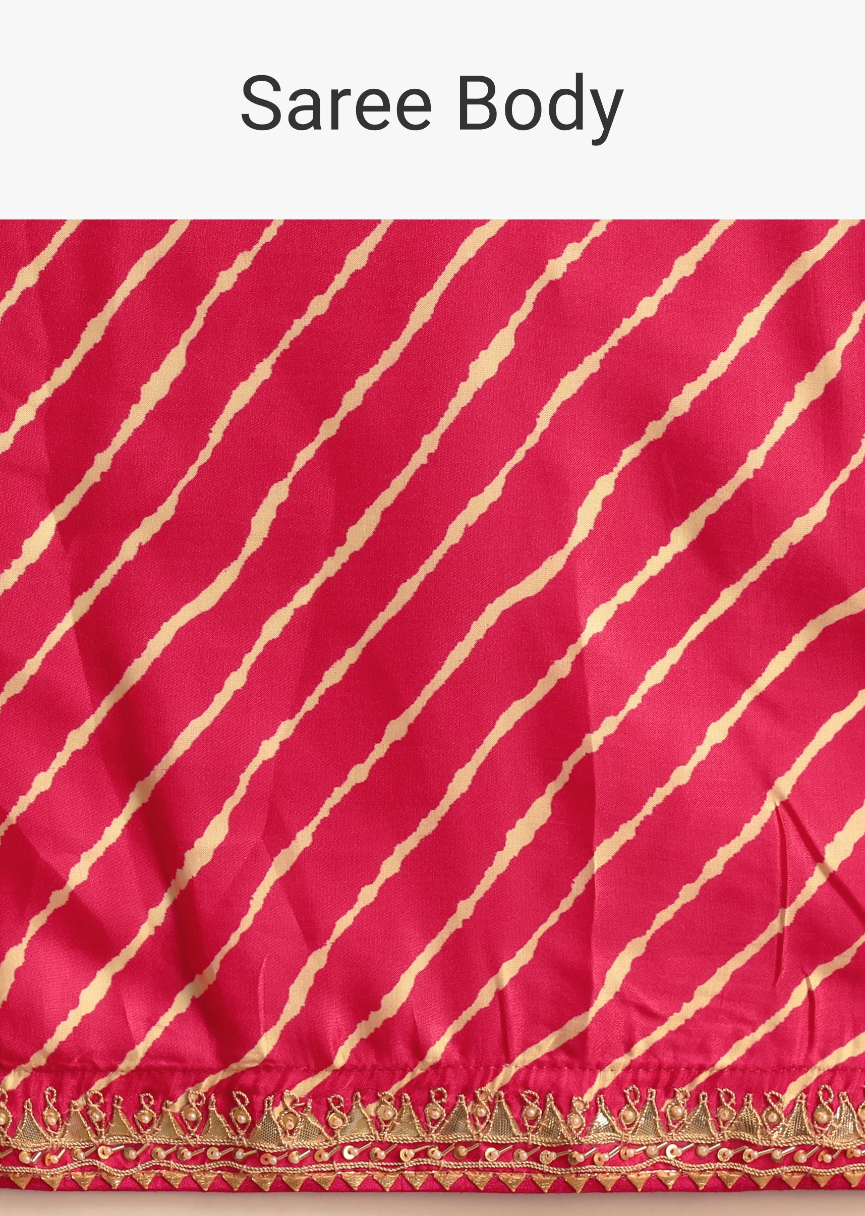 Hot Pink Lehariya Saree In Gota Patti Work With Unstitched Blouse