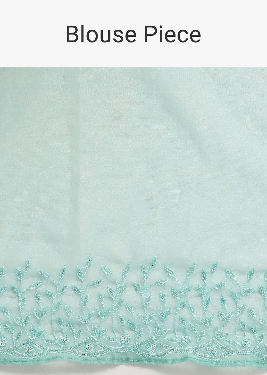 Aqua Blue Embroidered Organza Saree With Unstitched Blouse