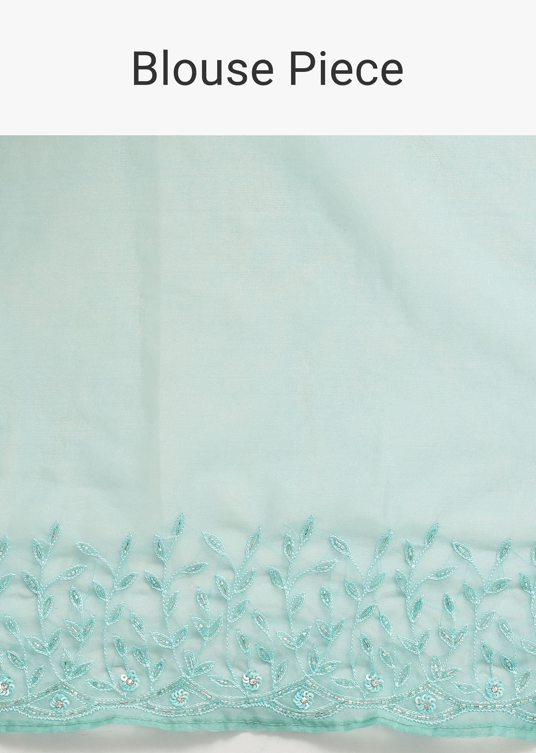 Aqua Blue Embroidered Organza Saree With Unstitched Blouse