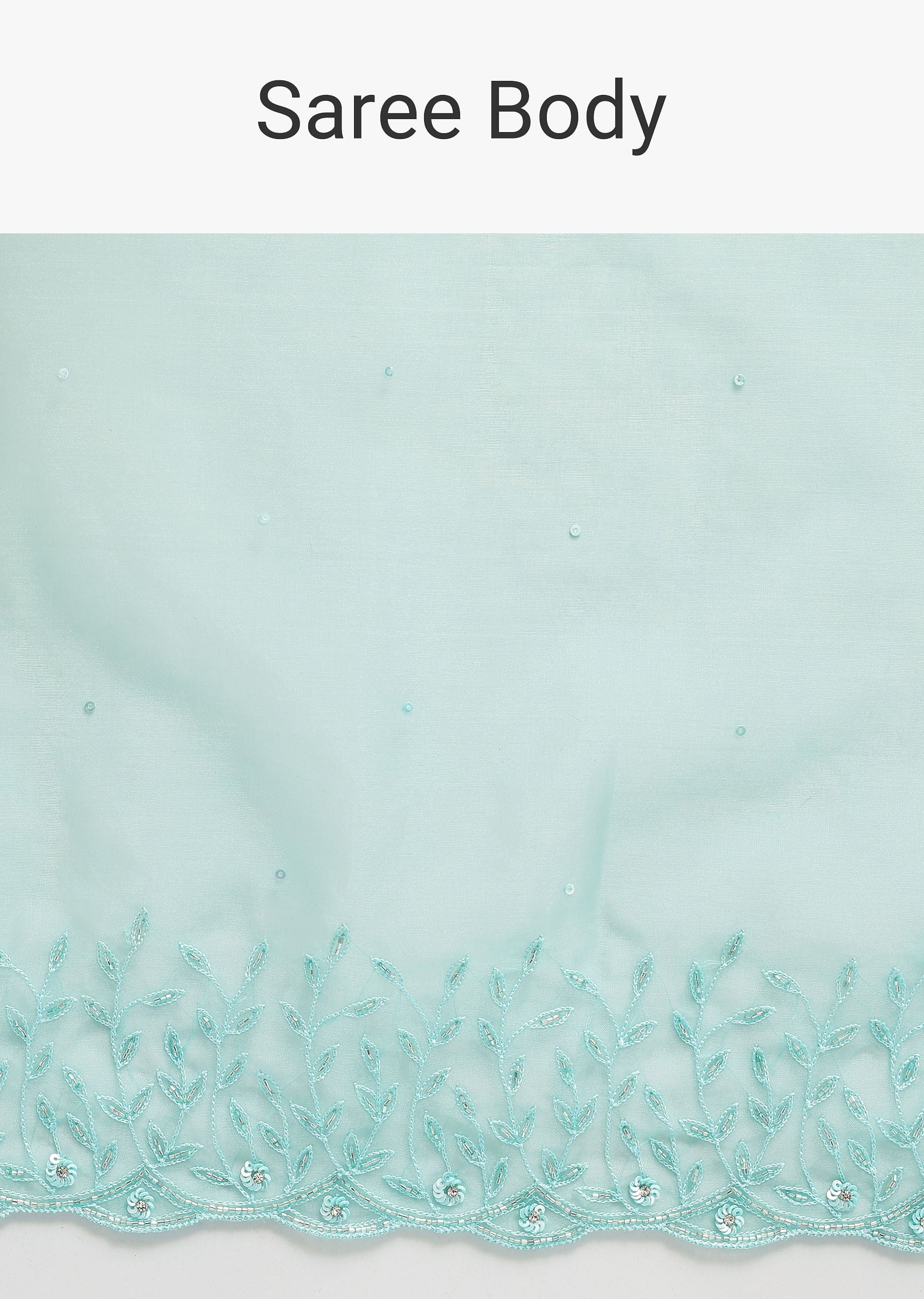 Aqua Blue Embroidered Organza Saree With Unstitched Blouse