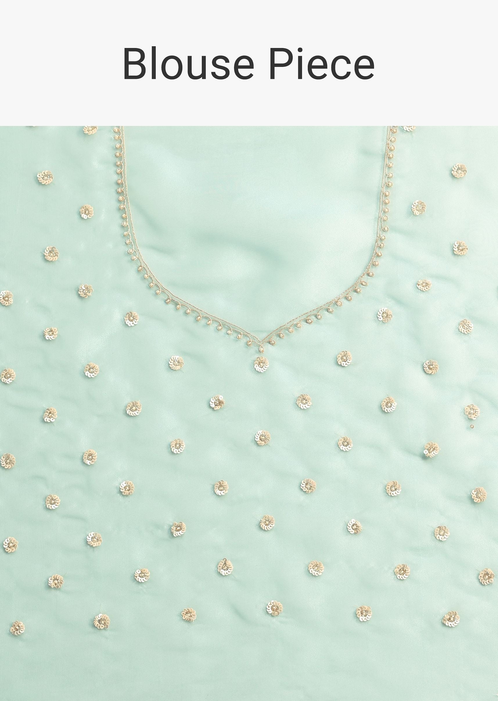 Aqua Blue Glass Tissue Embroidered Saree With Cutdana Work