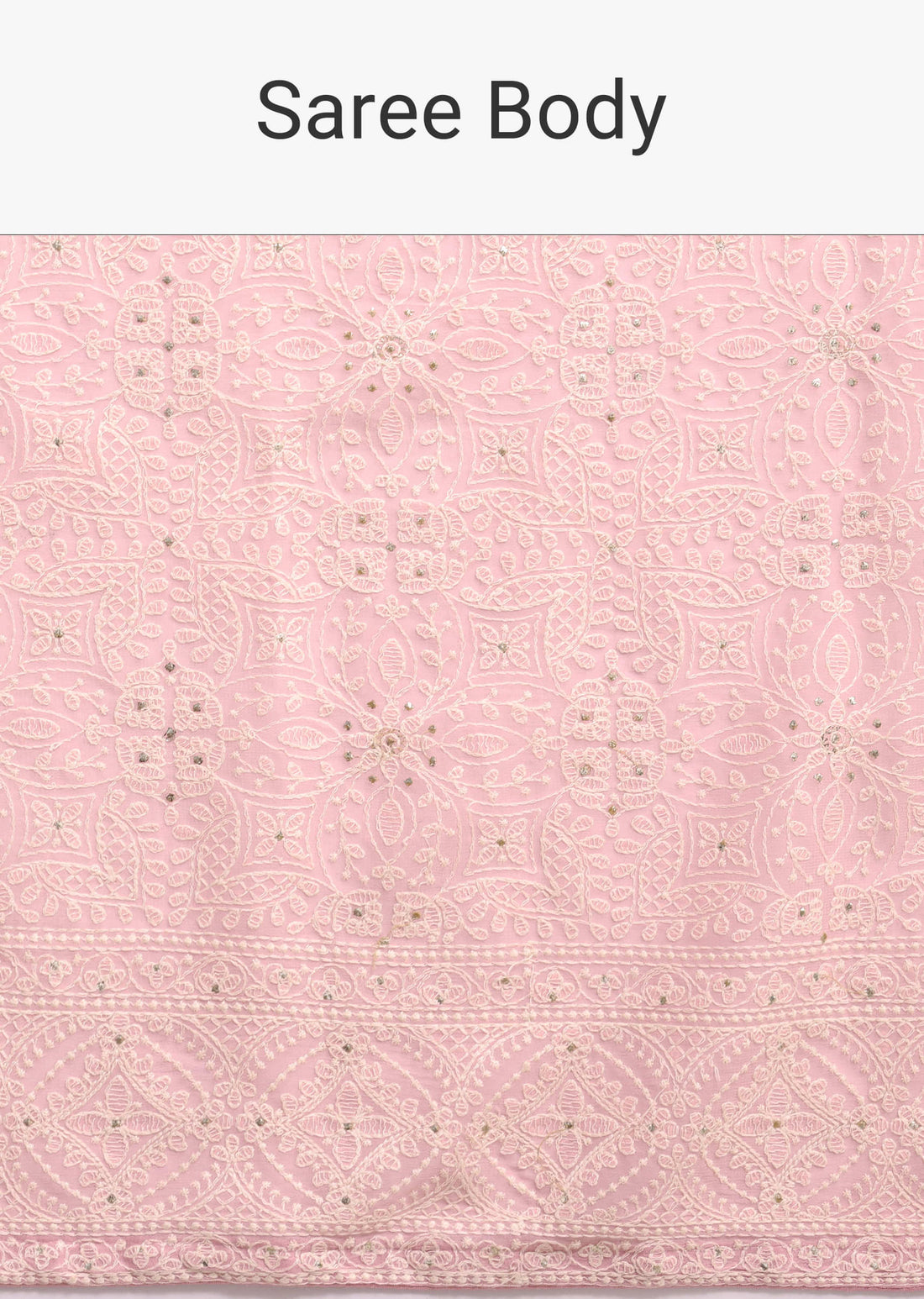 Baby Pink Georgette Chikankari Saree With Unstitched Blouse