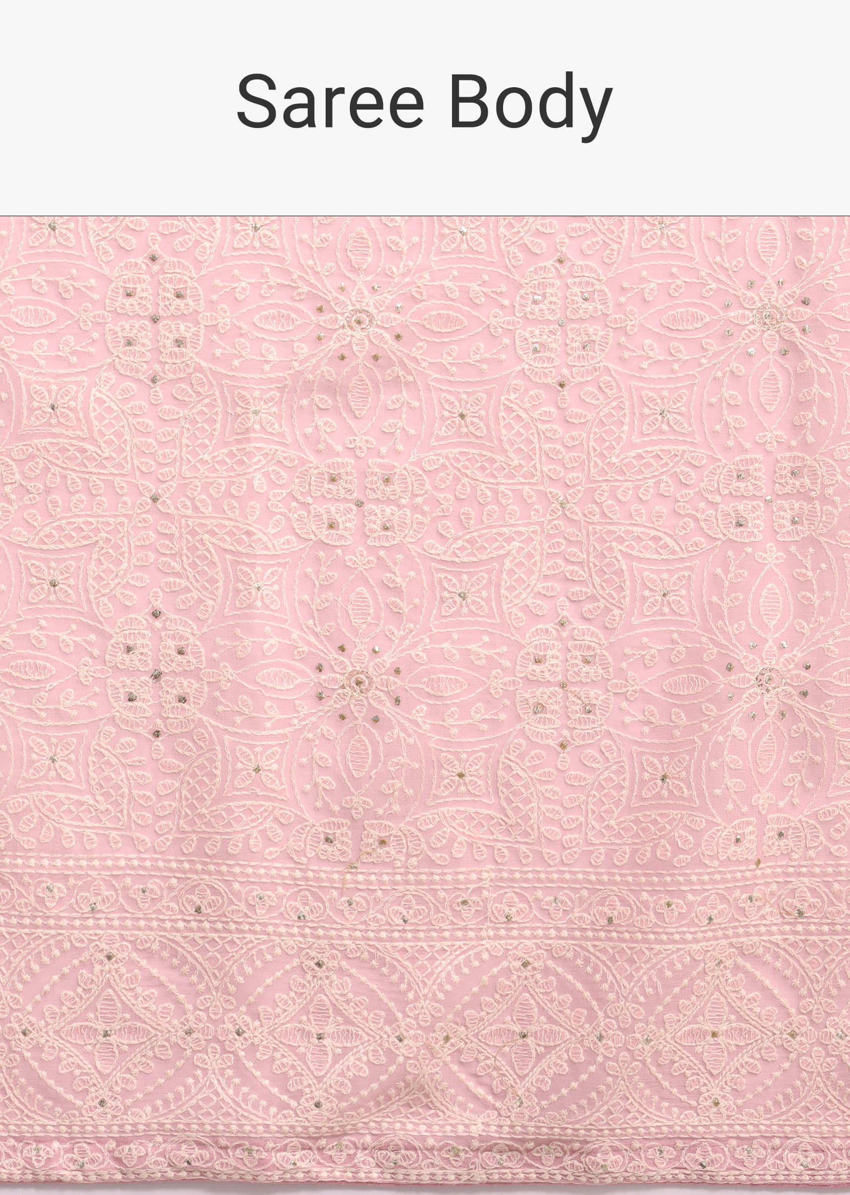 Baby Pink Georgette Chikankari Saree With Unstitched Blouse