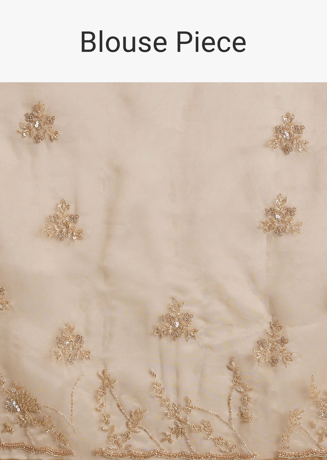 Beige Tissue Saree With Heavy Cutdana And Beads Embroidery