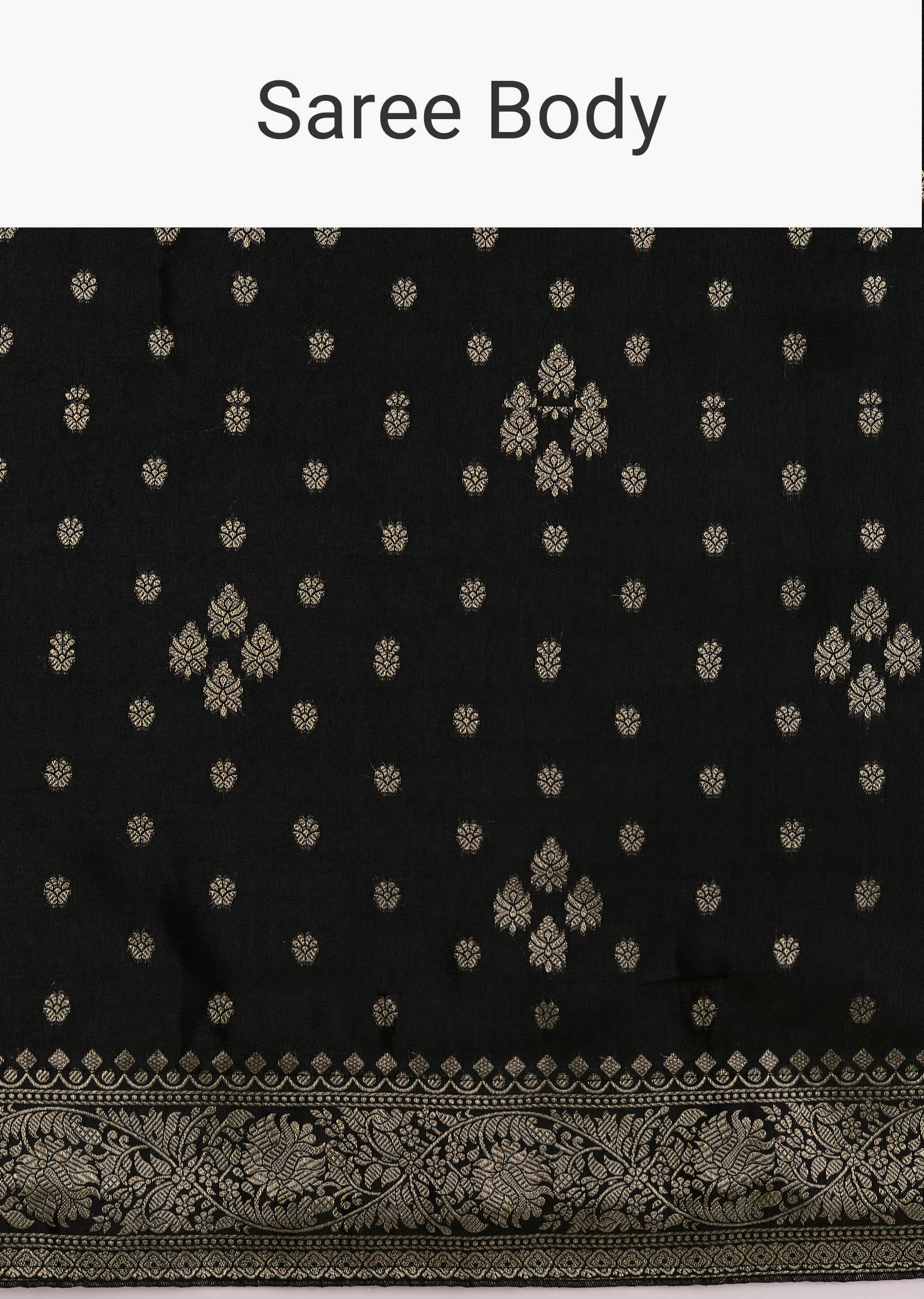 Black Saree With Woven Buttis In Brocade Weave