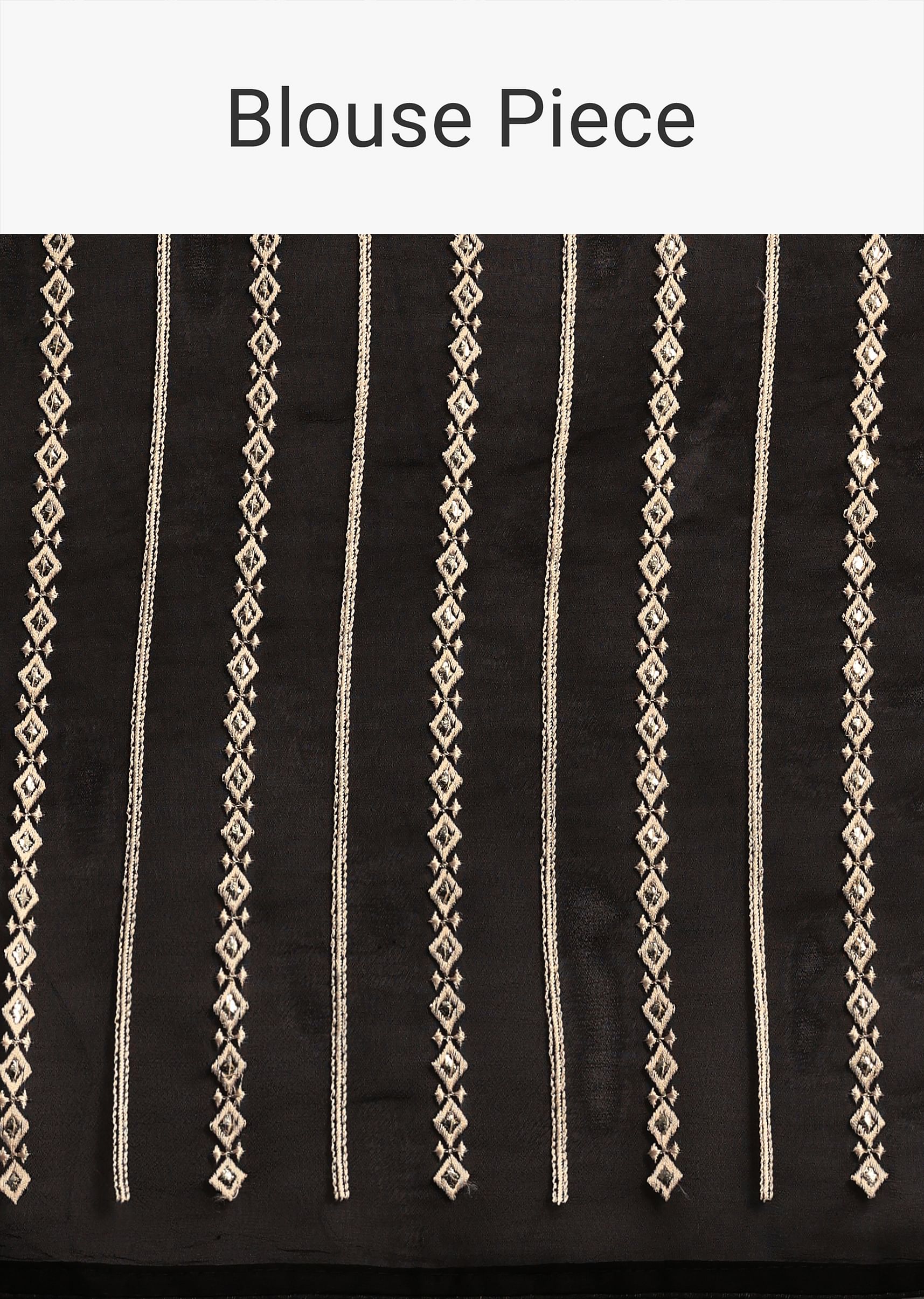 Black Georgette Parsi Gara Saree With Unstitched Blouse