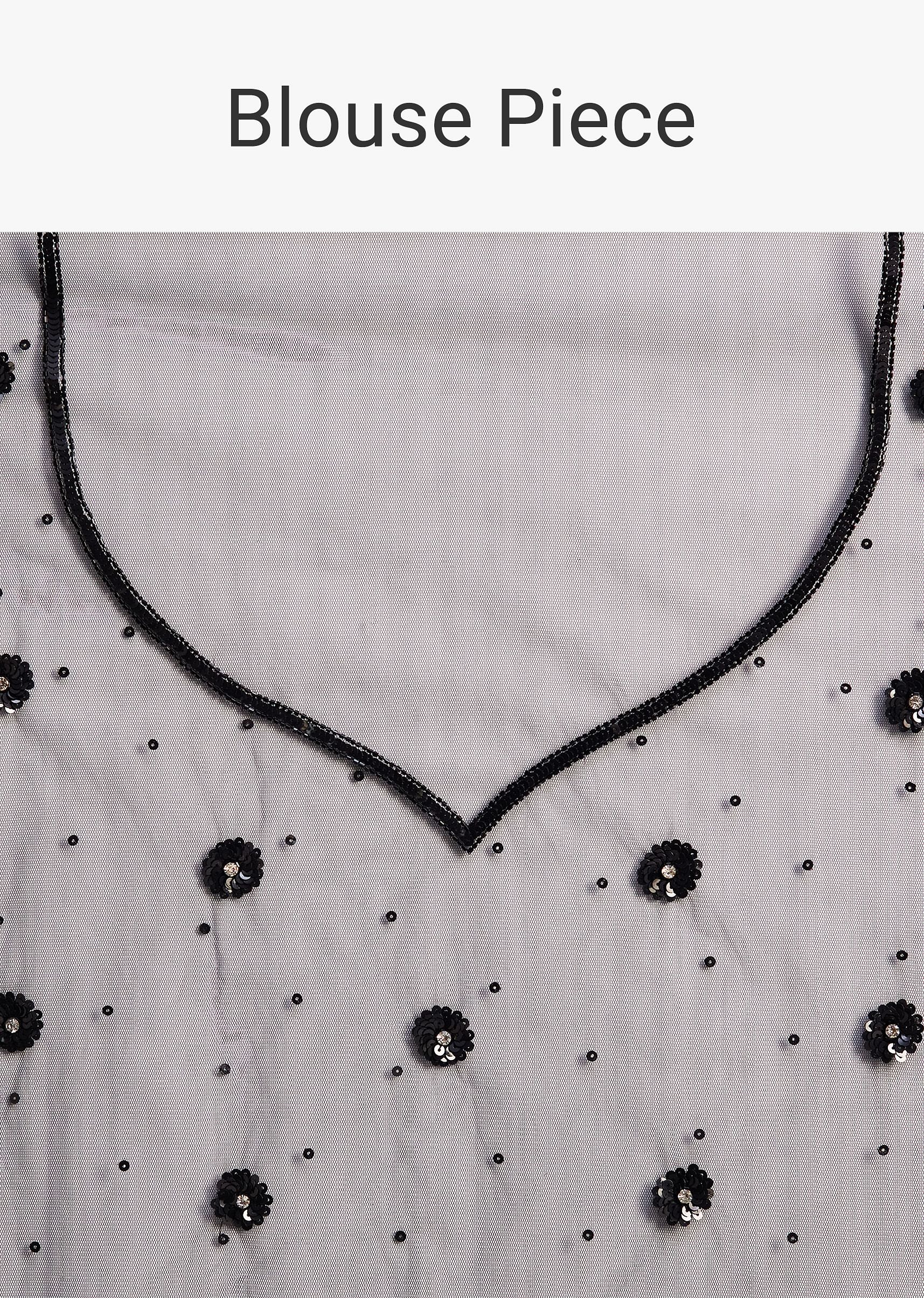 Black Net Embroidered Saree With Cutdana And Sequin Work