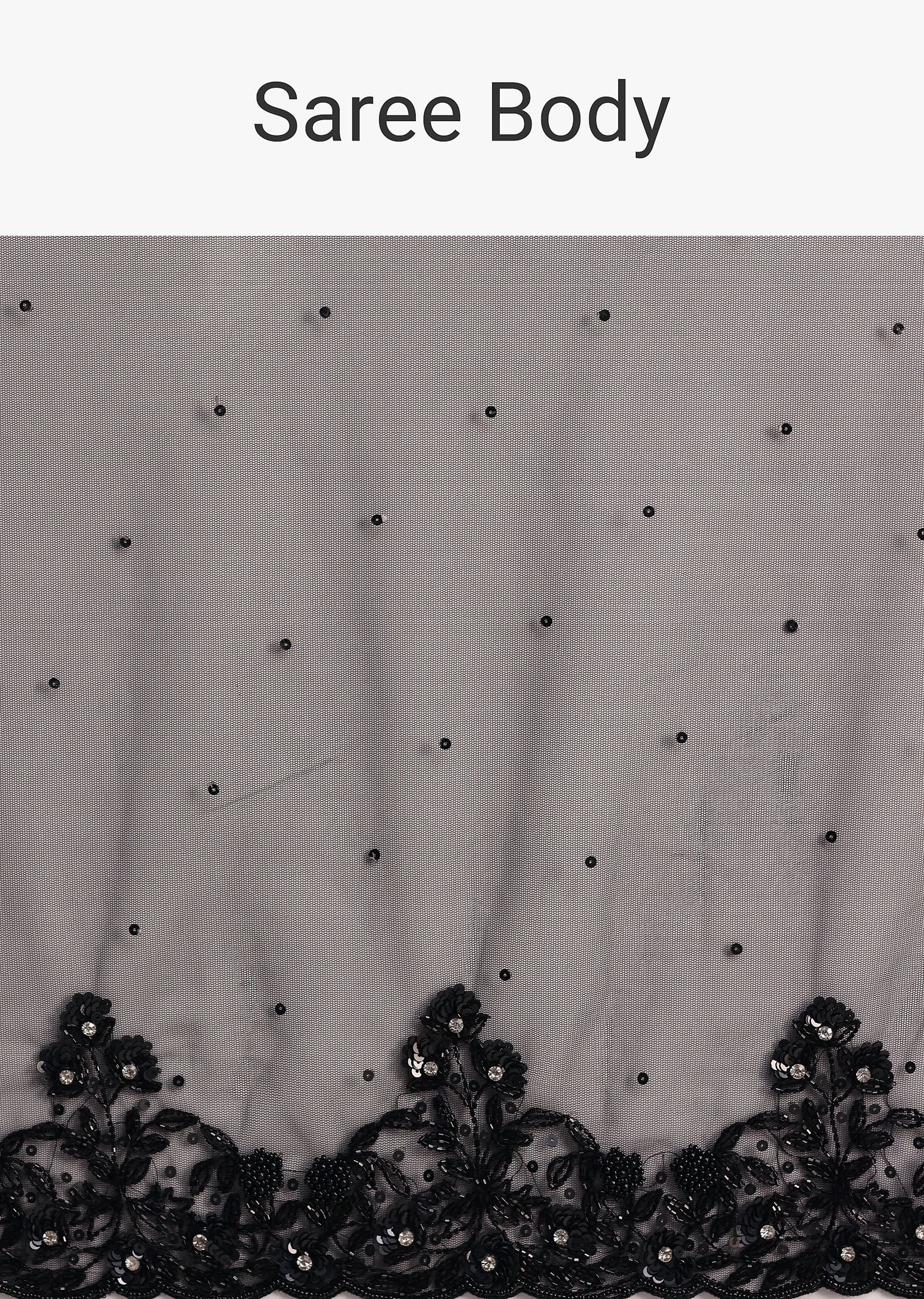 Black Net Embroidered Saree With Cutdana And Sequin Work