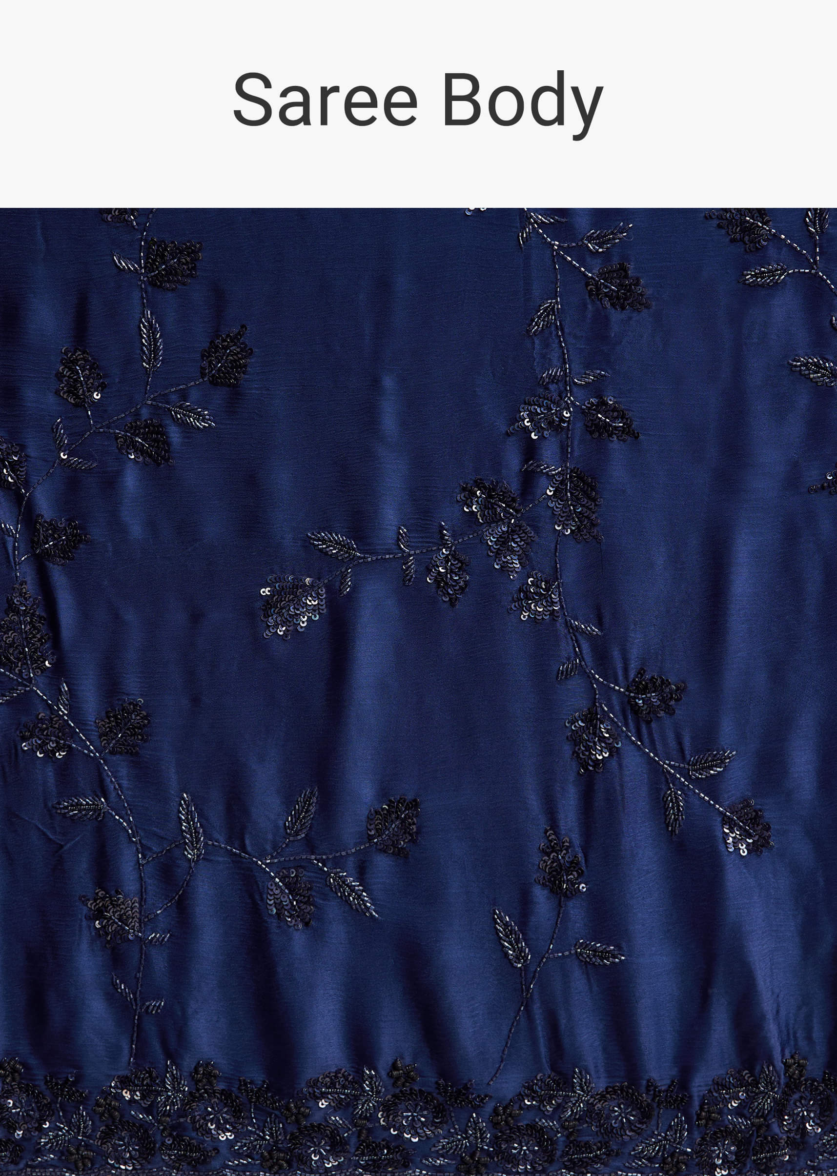 Blue Satin Chinon Saree with Heavy Jaal Embroidery