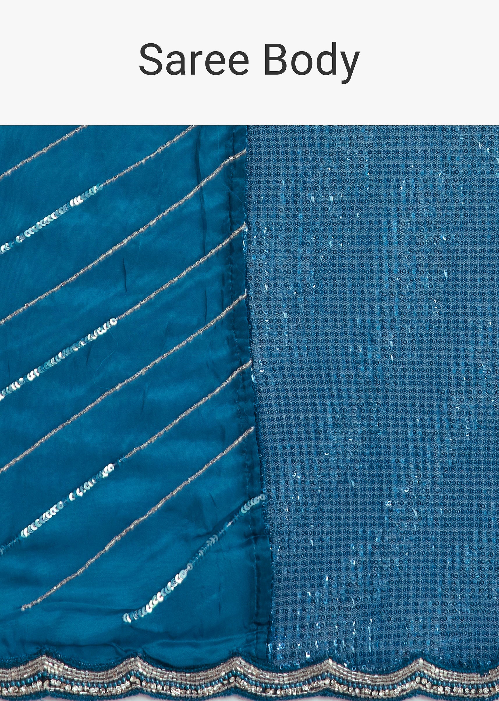 Blue Ombre Half And Half Sequins Saree