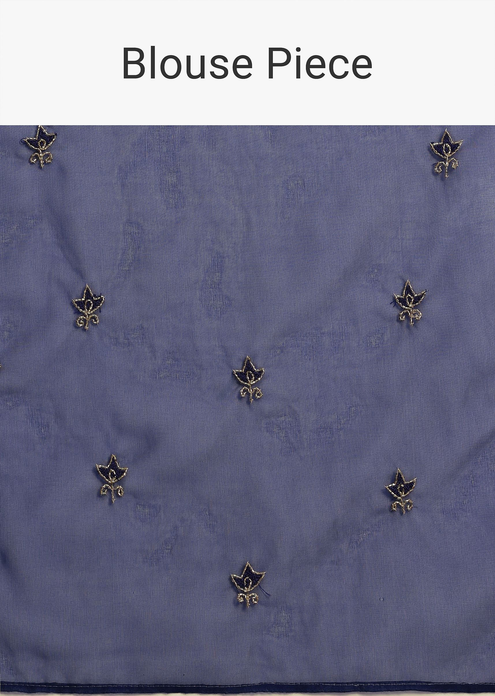 Blue Organza Cutdana Embroidered Saree With Unstitched Blouse
