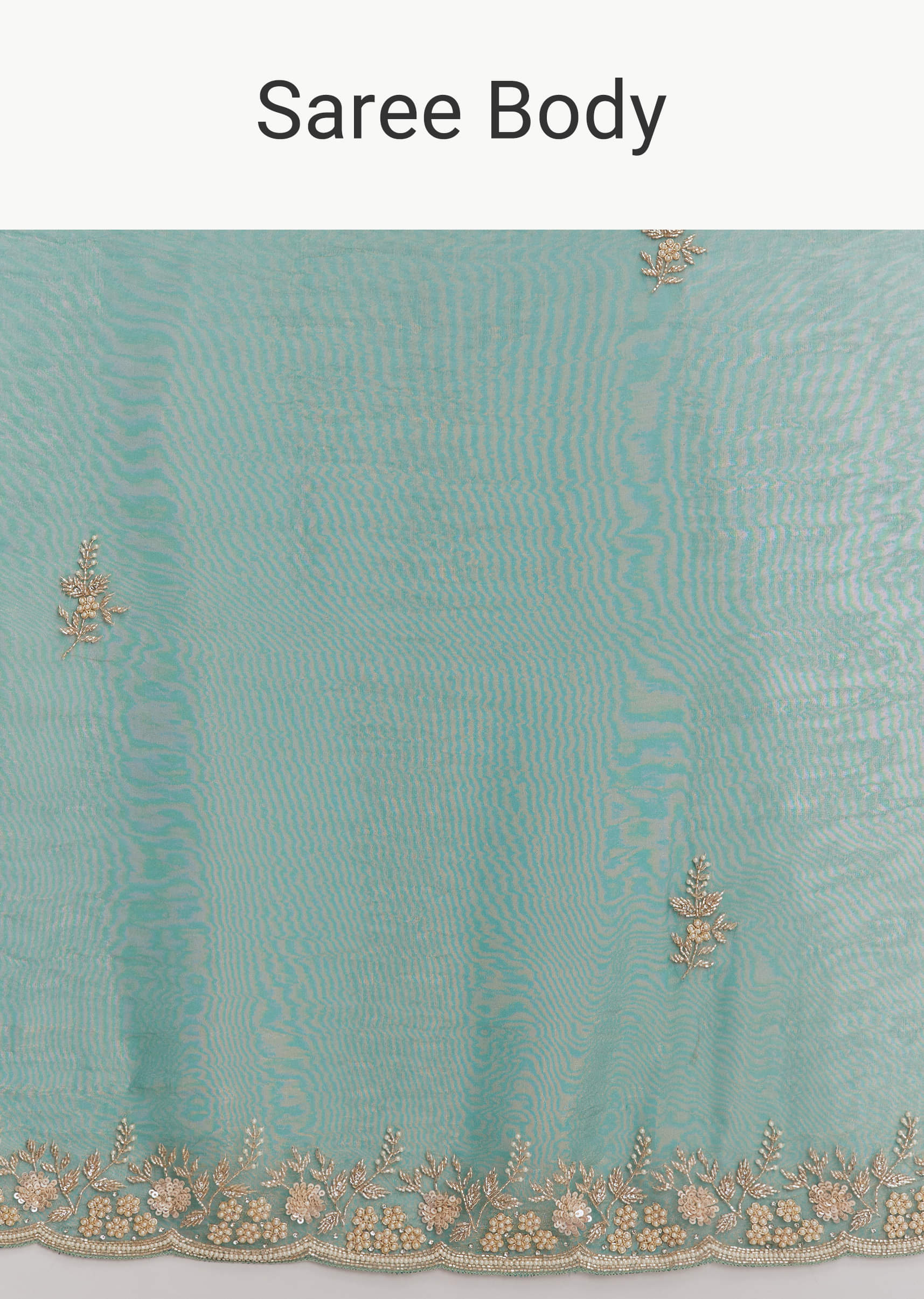 Teal Green Two Tone Tissue Saree With Sequin And Stone Embroidery