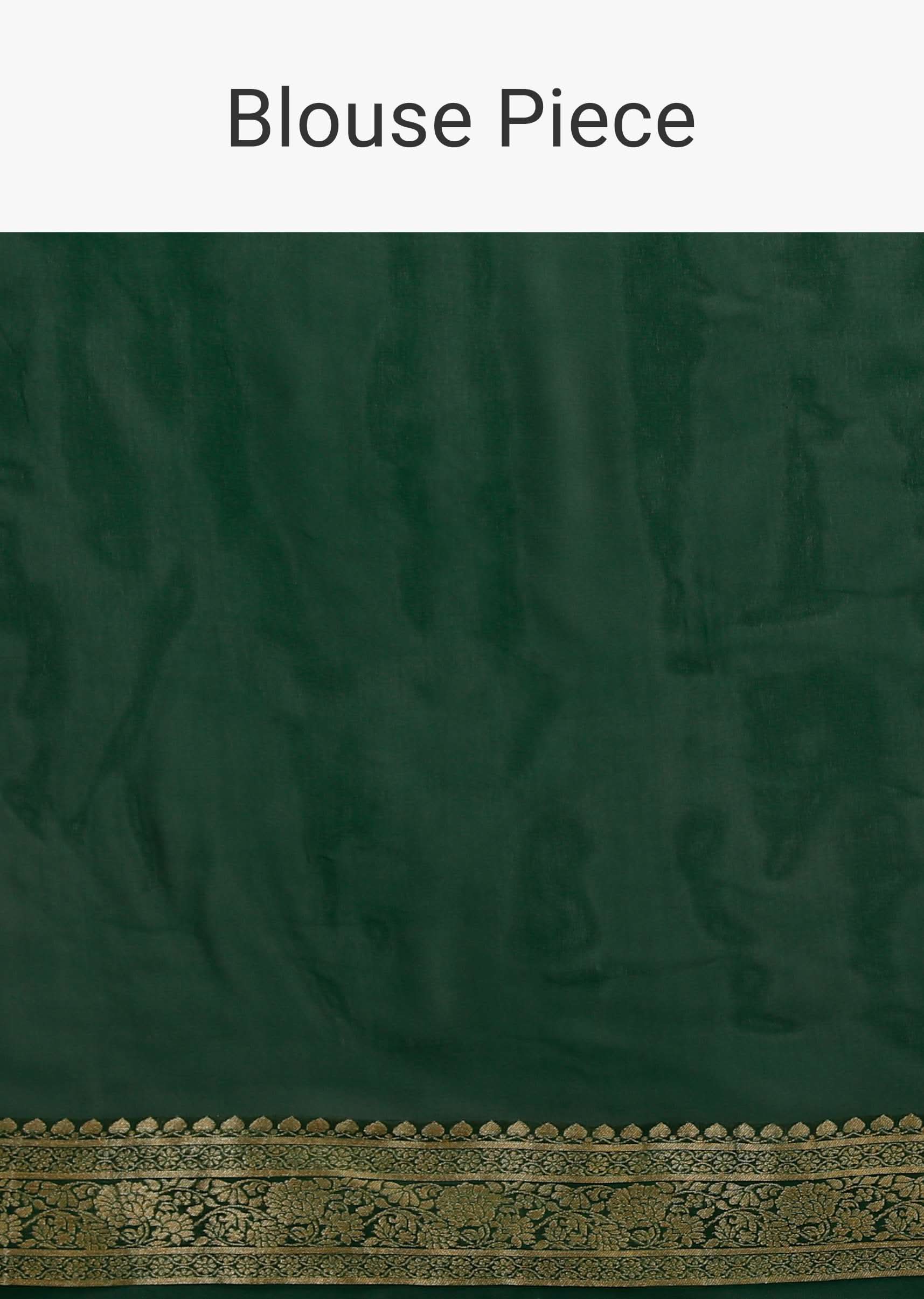 Bottle Green Saree In Georgette With Brocade Woven Diagonal Stripes And Floral Border
