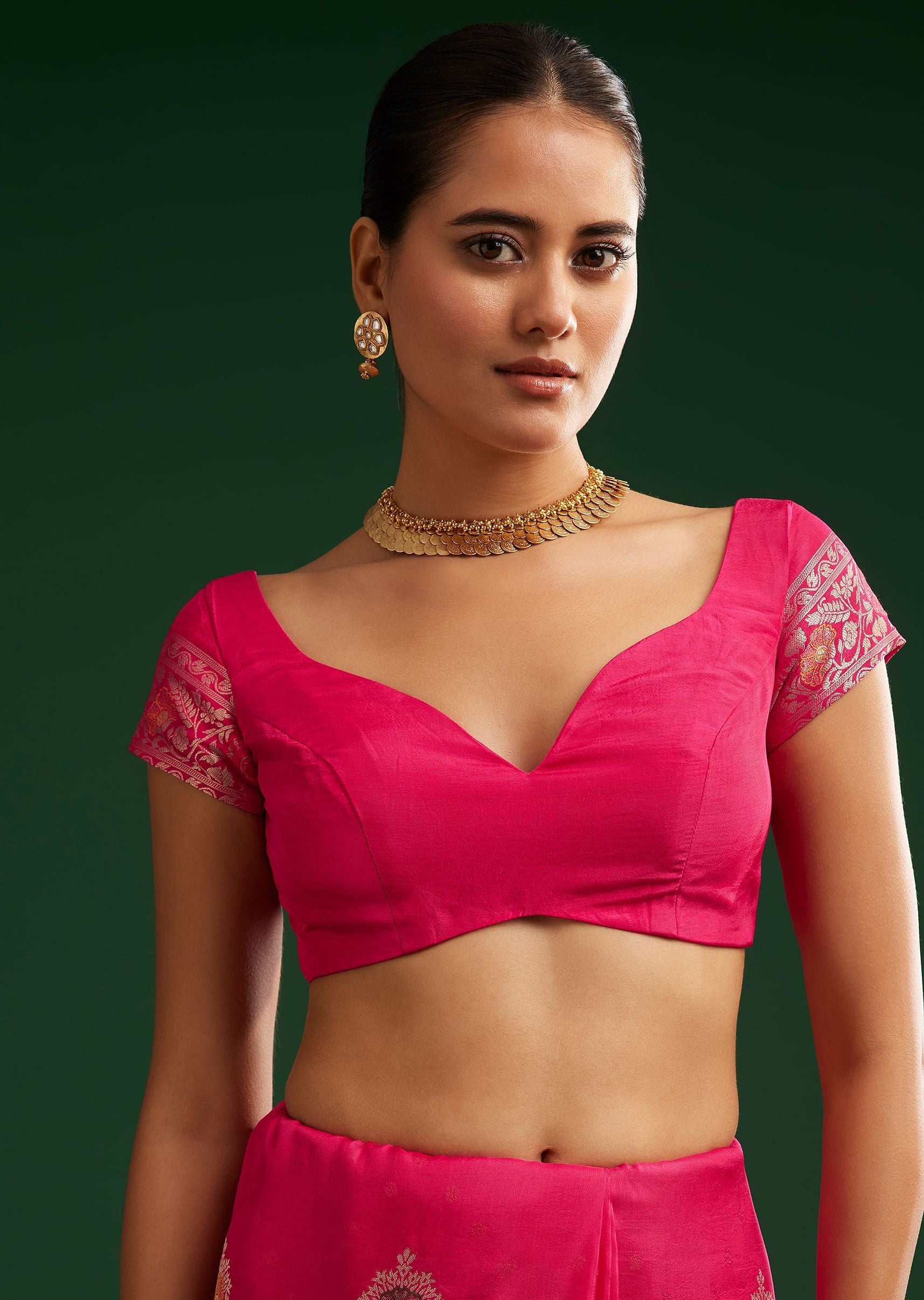 Classic Rani Pink Dola Silk Saree With Zari Detailing