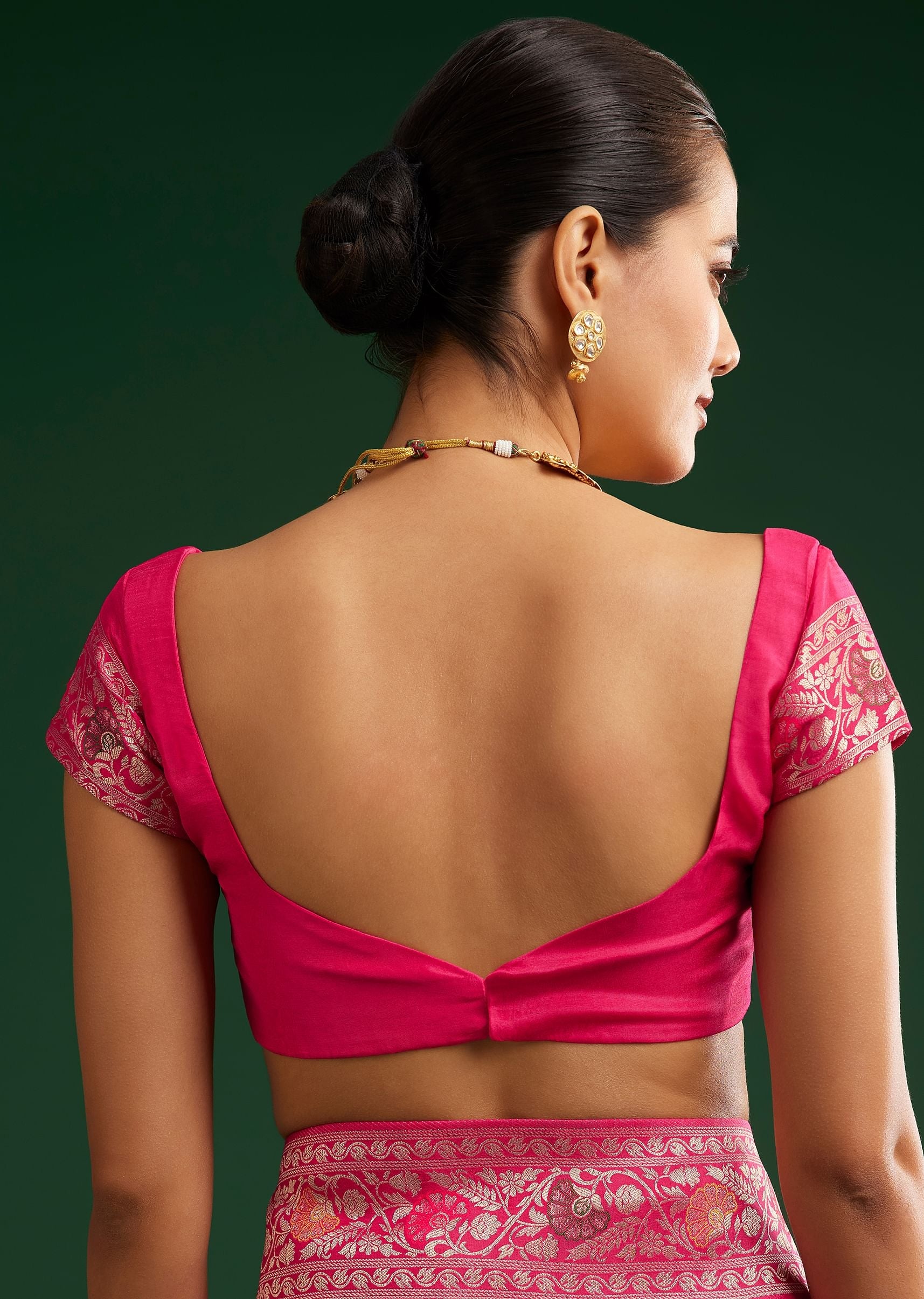 Classic Rani Pink Dola Silk Saree With Zari Detailing