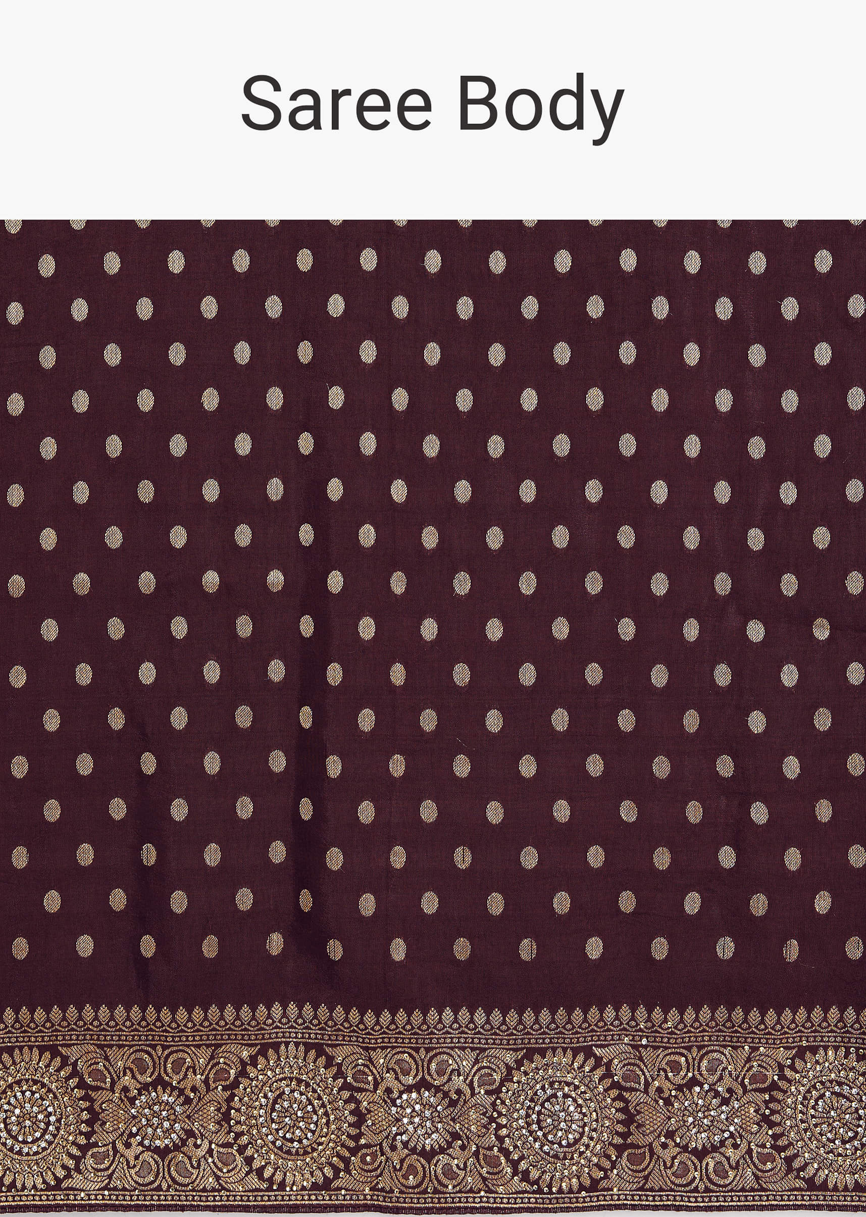 Dark Brown Dola Silk Saree With Floral And Butti Work