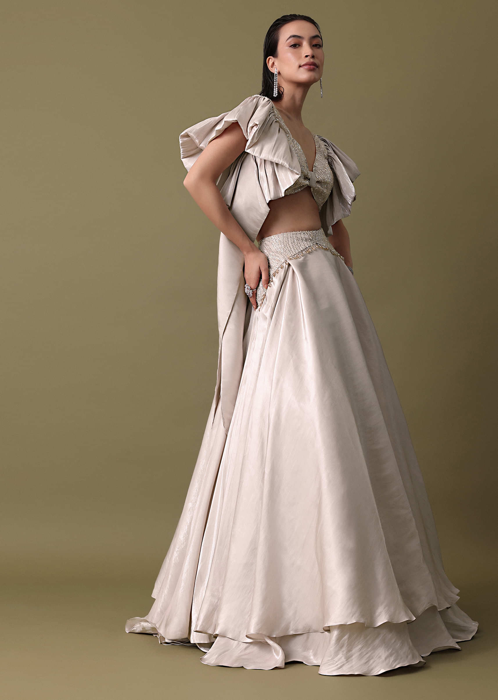 Double Layered Skirt With Lilac Frill Blouse