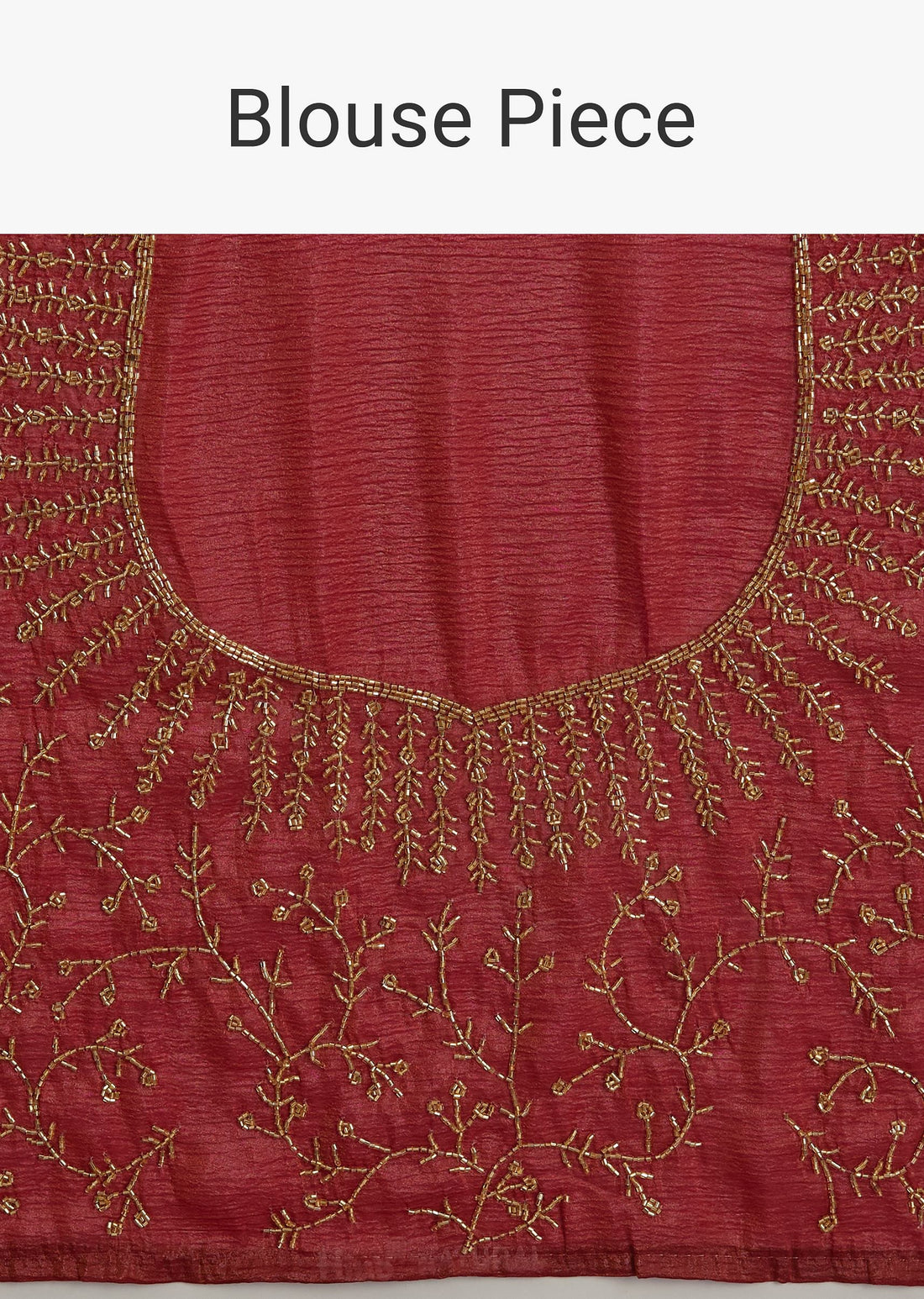 Dusky Brown Crushed Tissue Saree With Stones Cutdana Embroidered Scallop Border