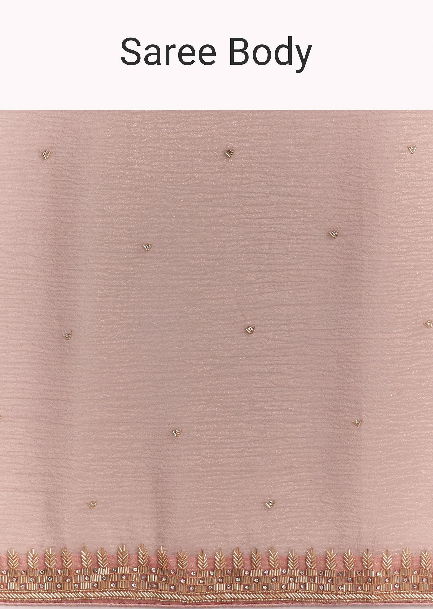 Dusty Rose Cutdana And Stone Embroidered Tissue Saree