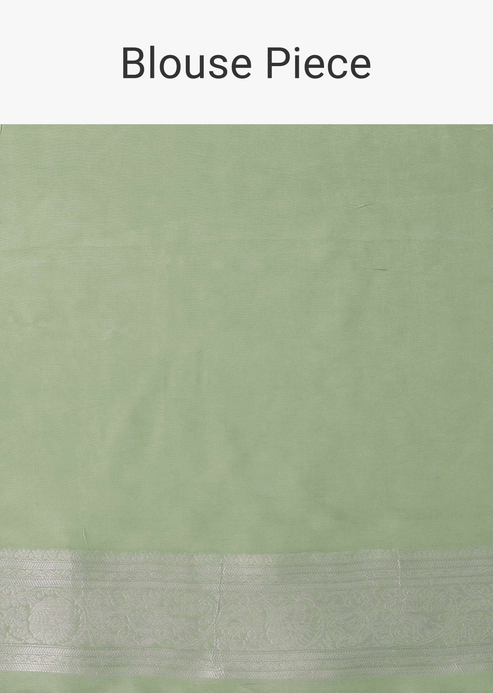 Forest Shade Green Woven Saree In Dola Silk And Silver Weave