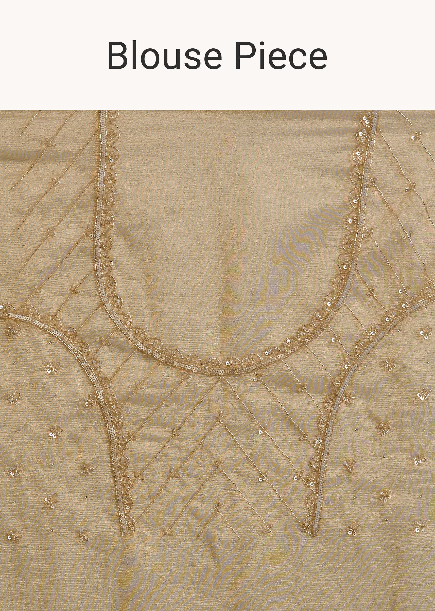 Gold Tissue Saree With Cutdana Sequins And Beads Embroidery