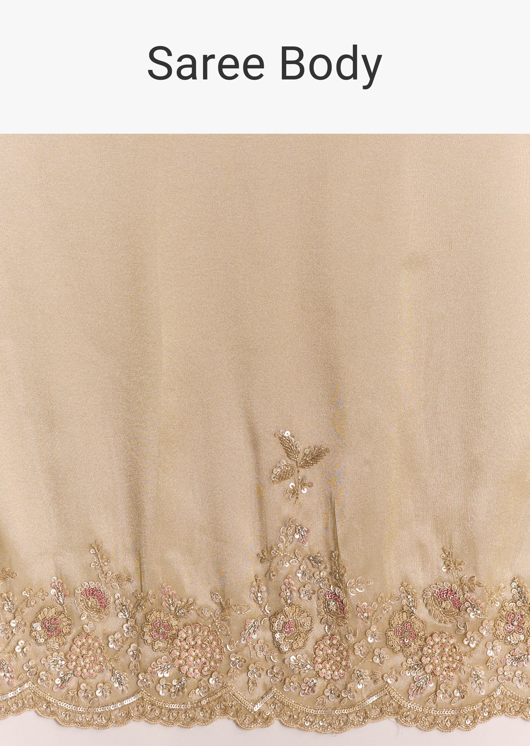 Gold Tissue Silk Saree With Scallop Border And Rich Embroidered Unstitched Blouse