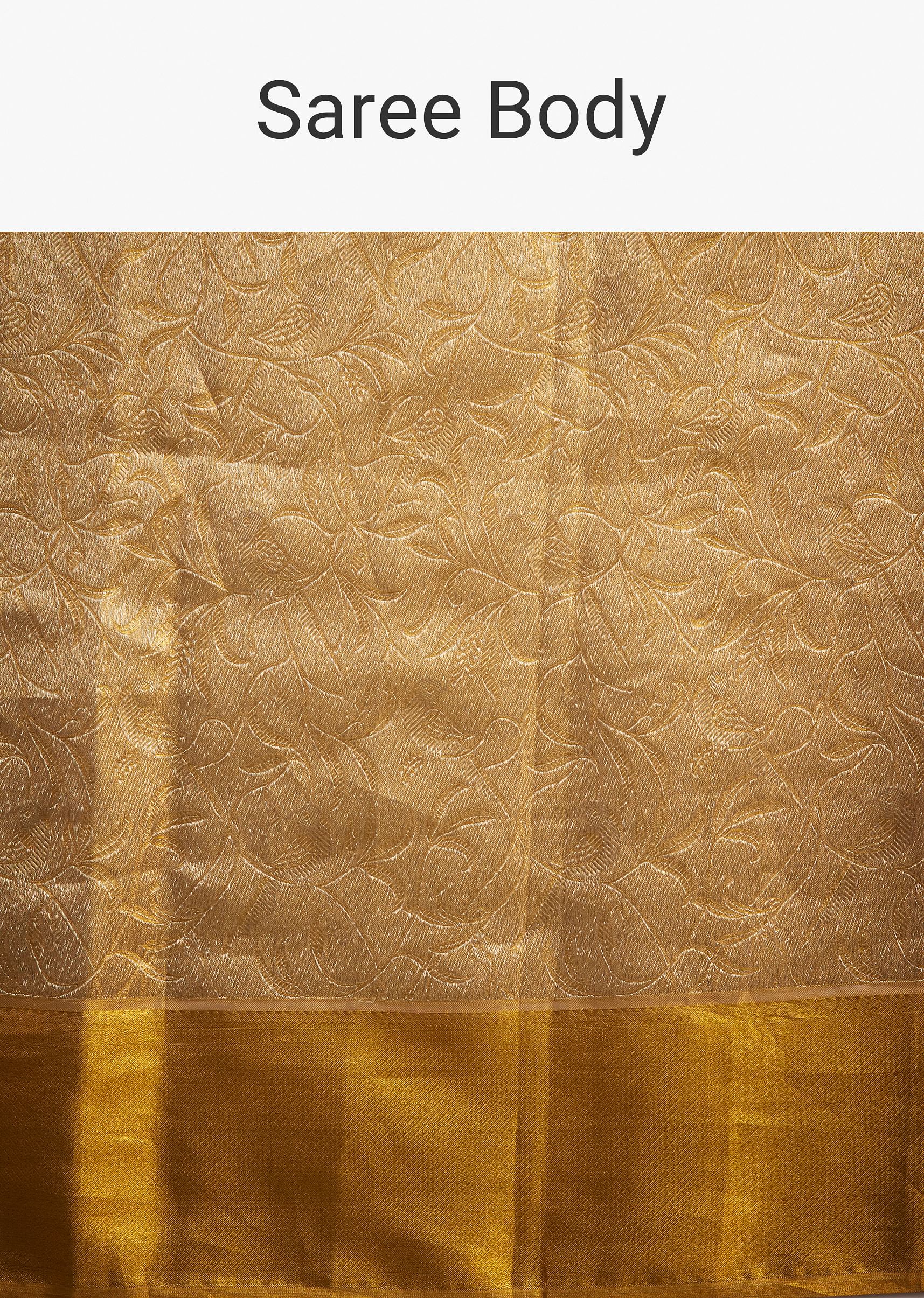 Gold Kanjivaram Silk Saree With Golden Zari Detailing