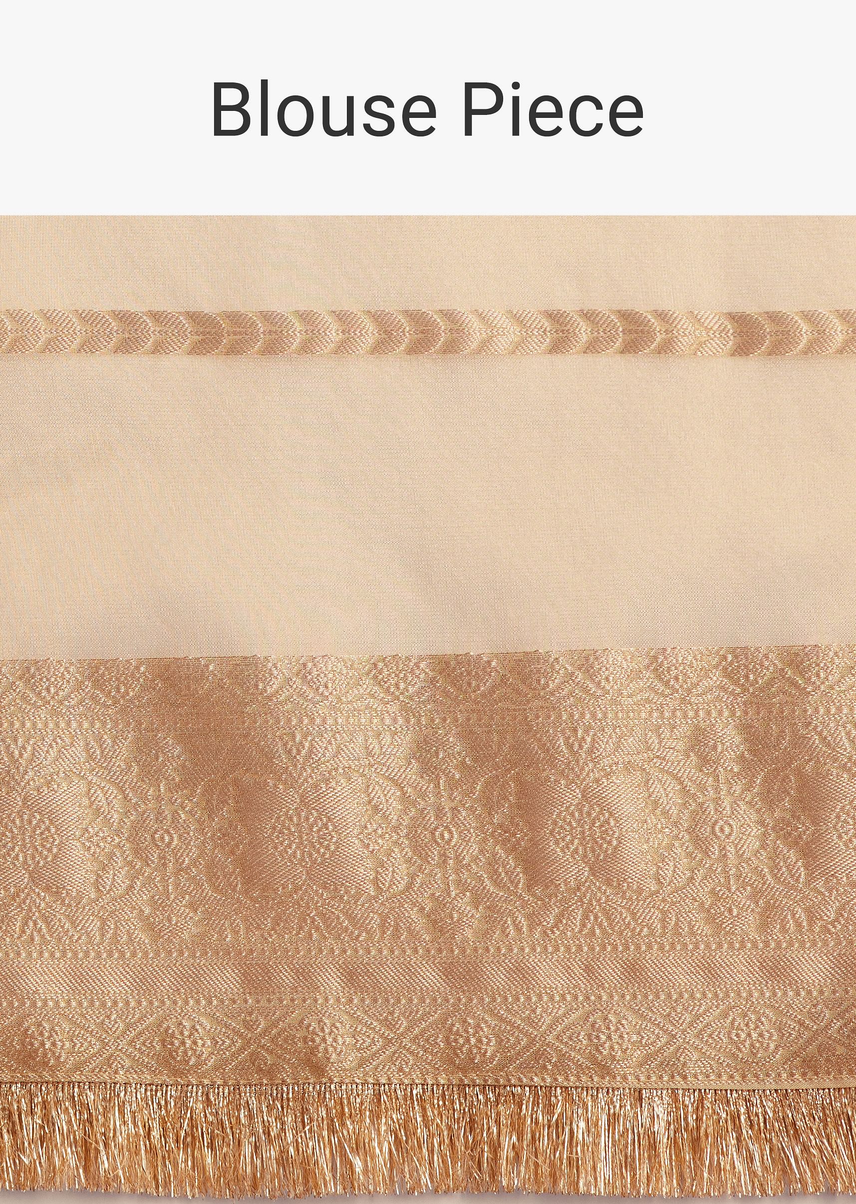 Gold Silk Saree With Zari Woven Border And Zari Frill With Unstitched Blouse
