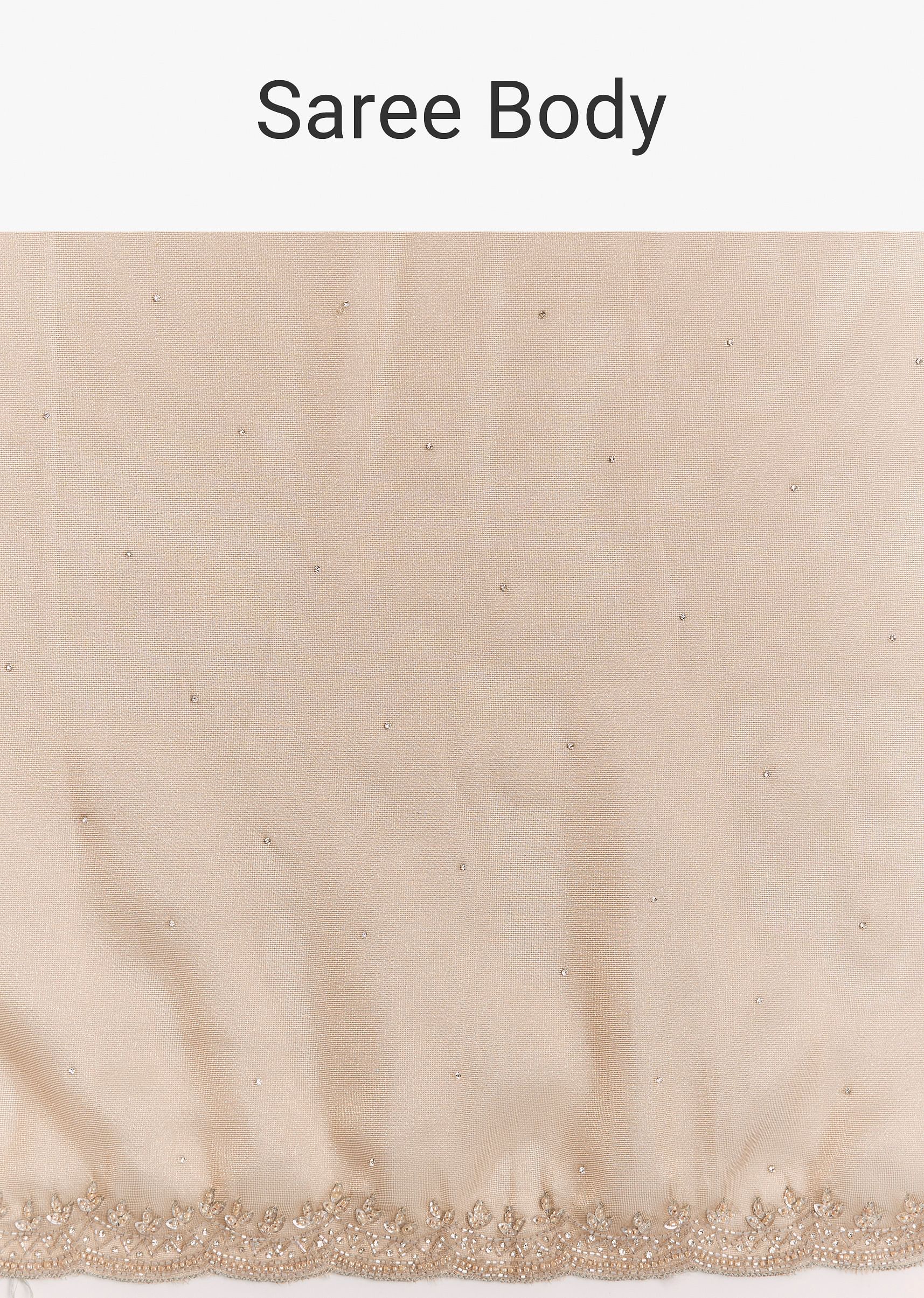 Golden Beige Organza Tissue Saree With Cut Dana And Stone Embellishments