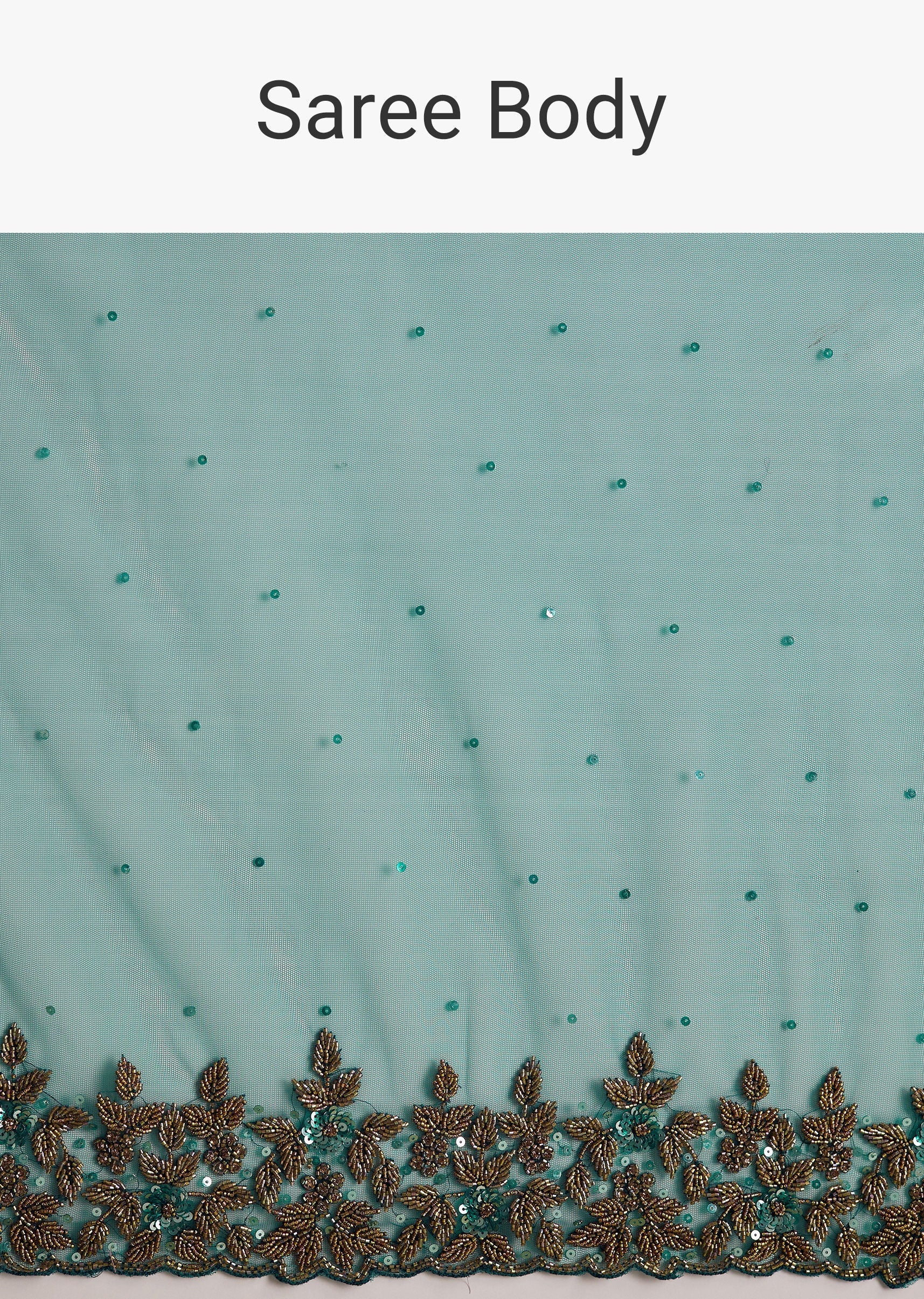 Green Net Saree Featuring Heavy Embroidered Border