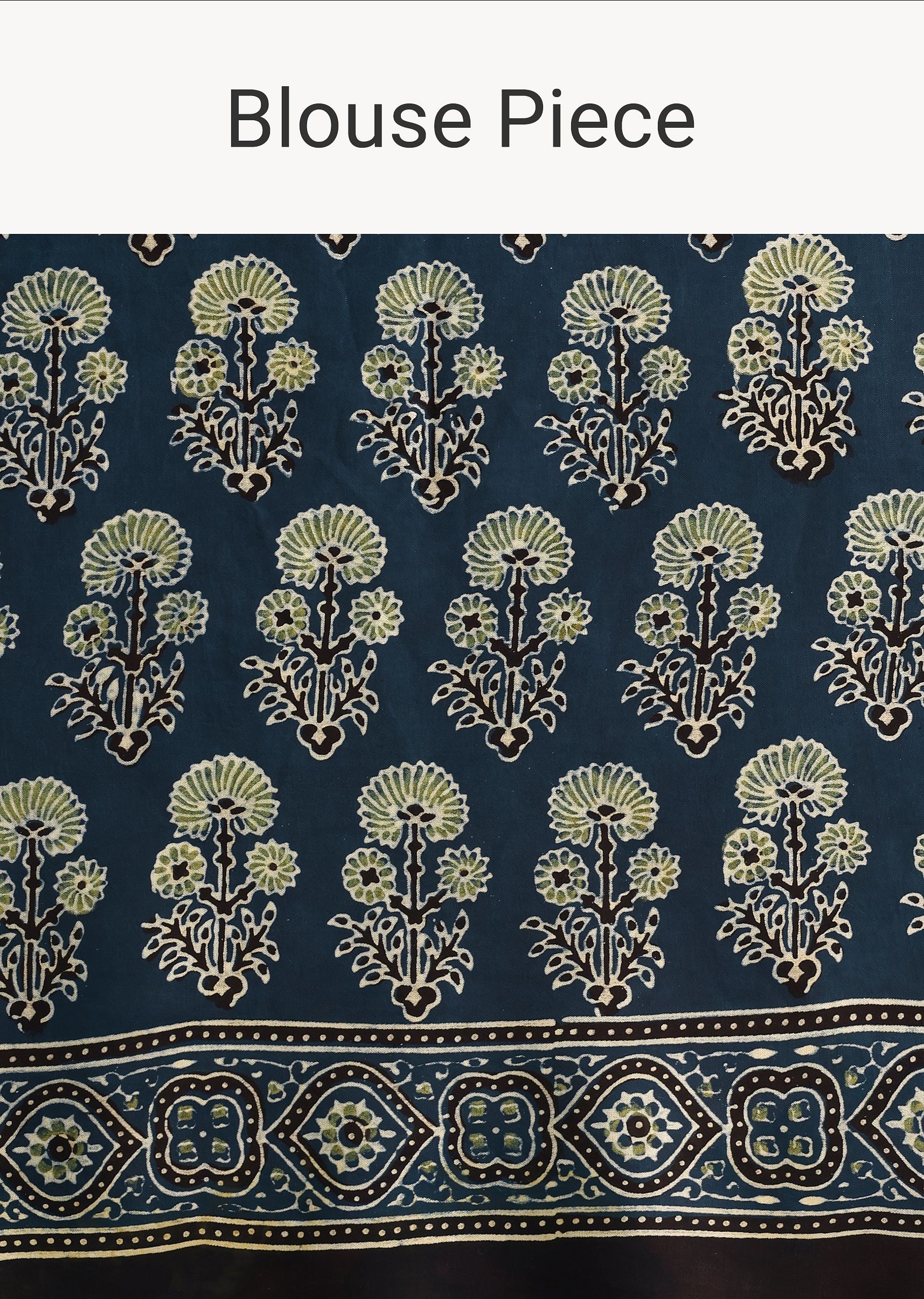 Indigo Satin Modal Handblock Printed Ajrakh Saree