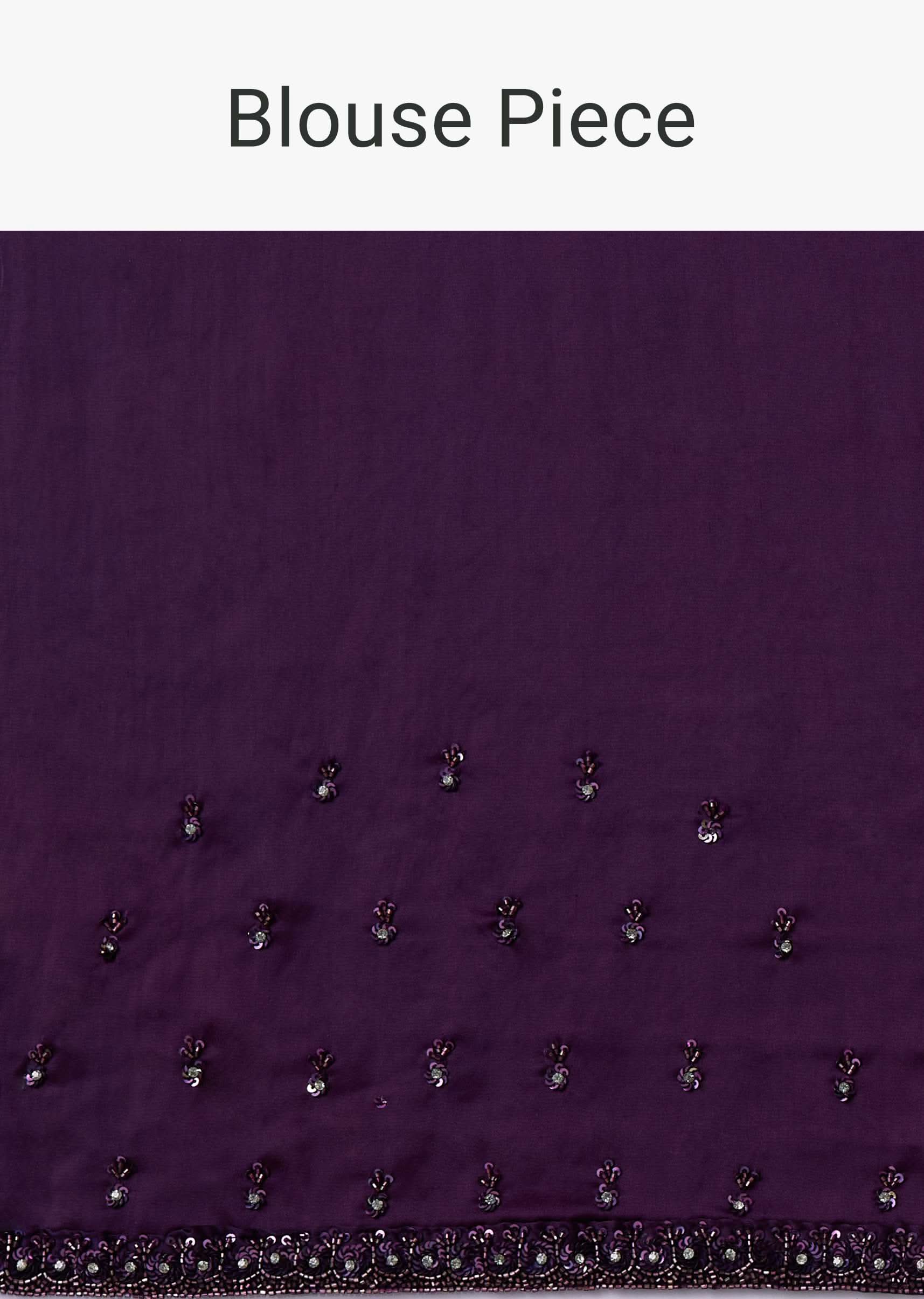 Wine Purple Sequins Saree With An Embellished Border