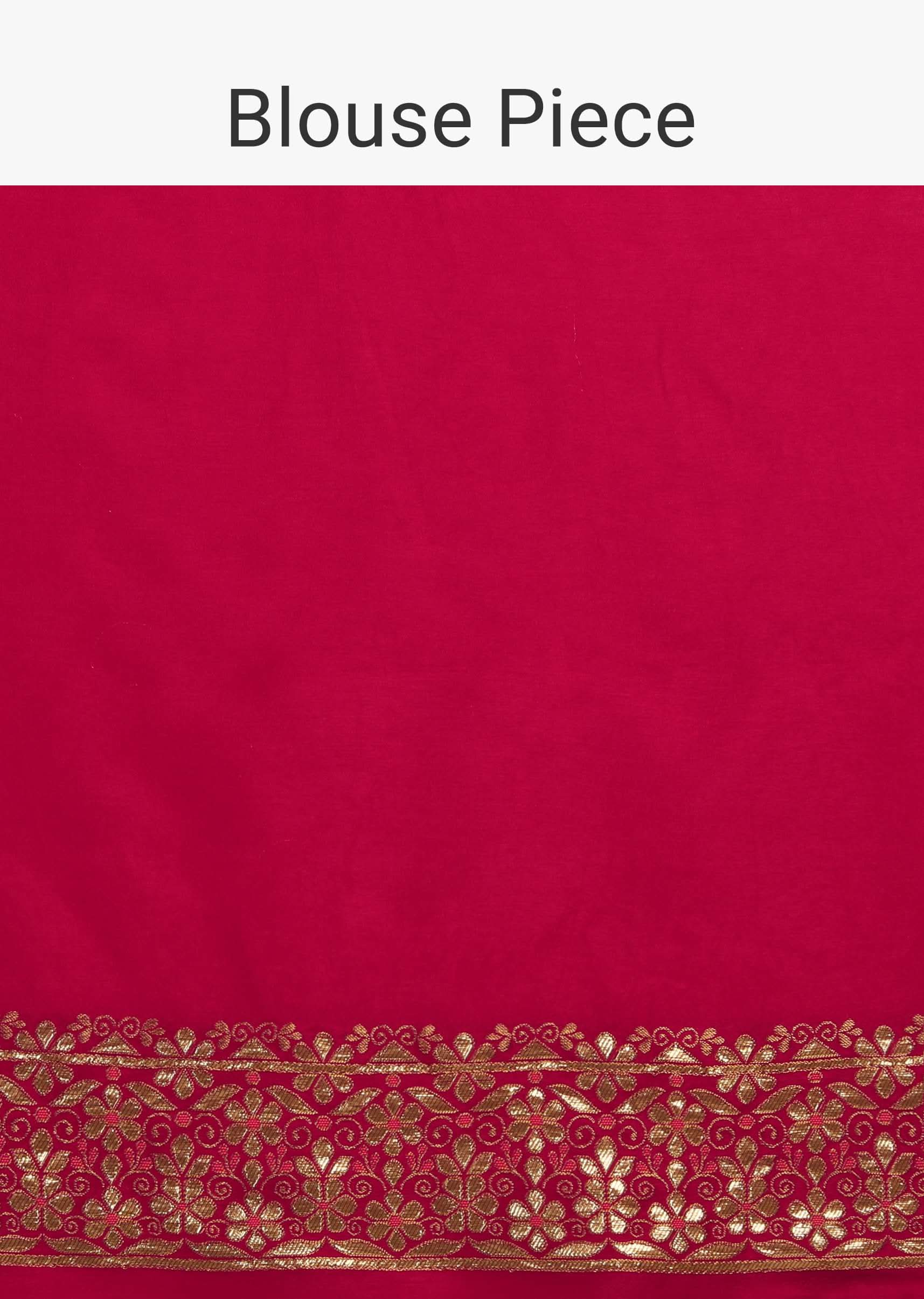 Rani Pink Saree In Dola Silk With Multi Colored Woven Diagonal Stripes And Floral Border