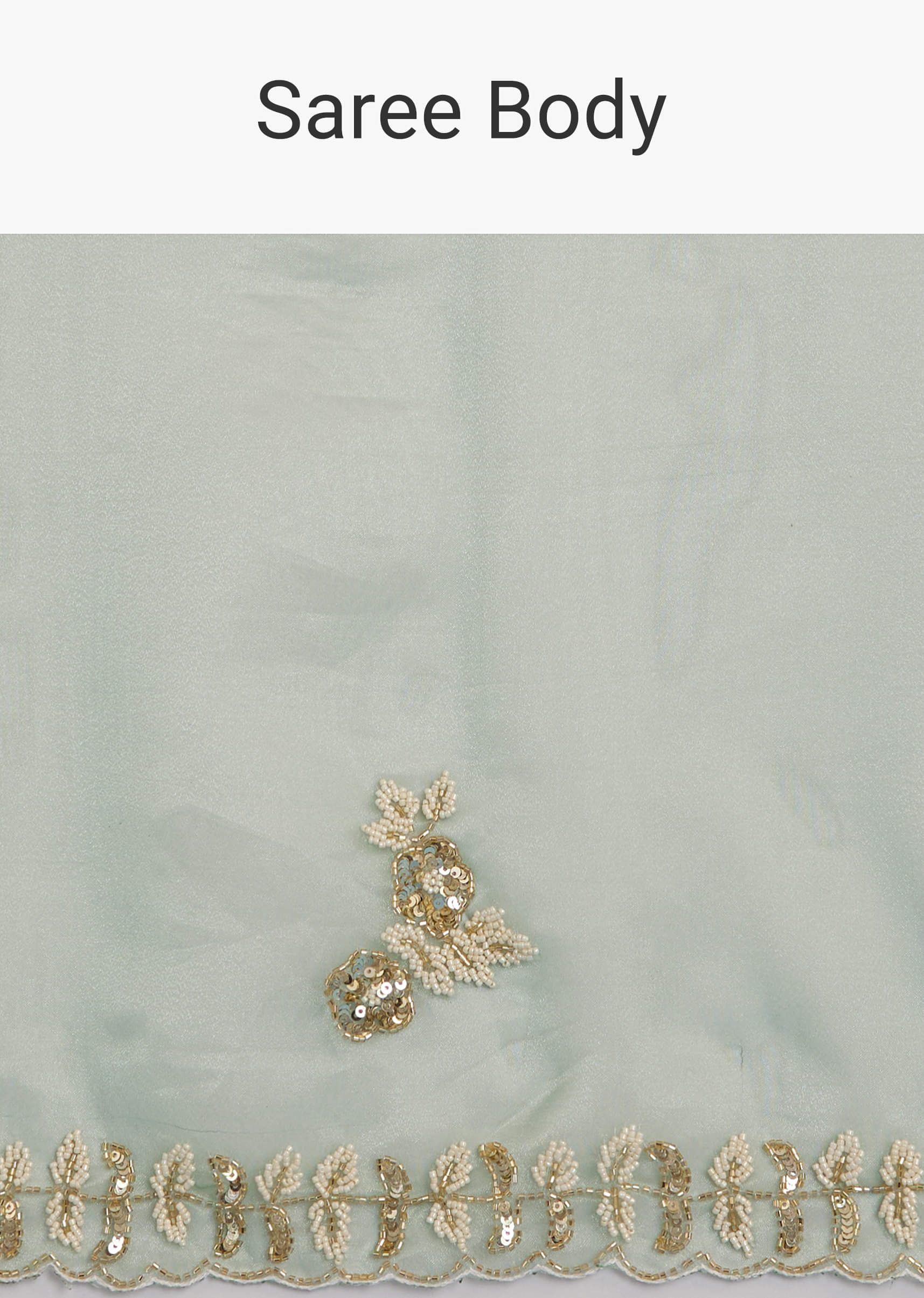 Light Green Organza Tissue Saree With Beaded Scallop Edge