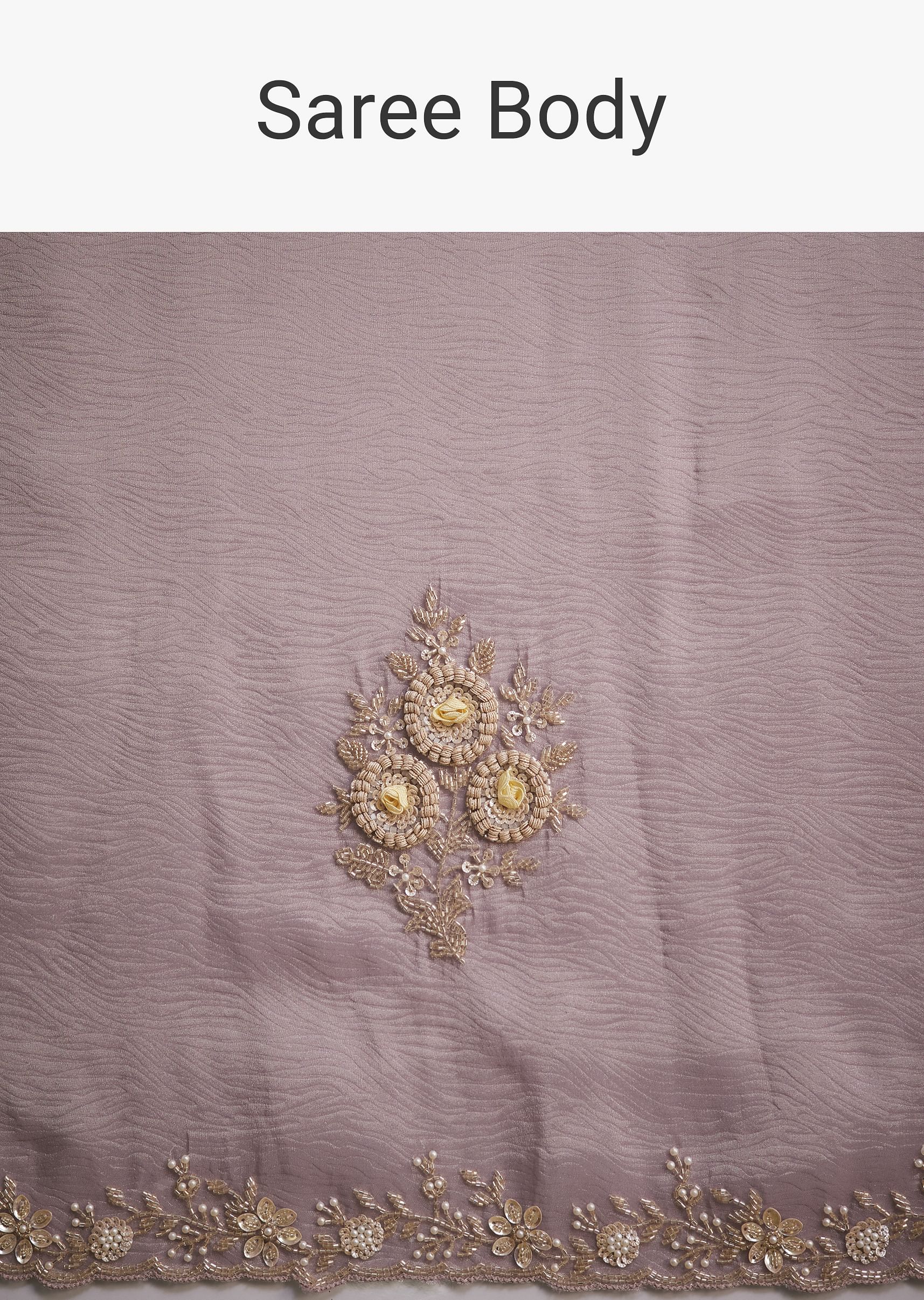 Light Purple Tissue Saree With Floral Embroidery