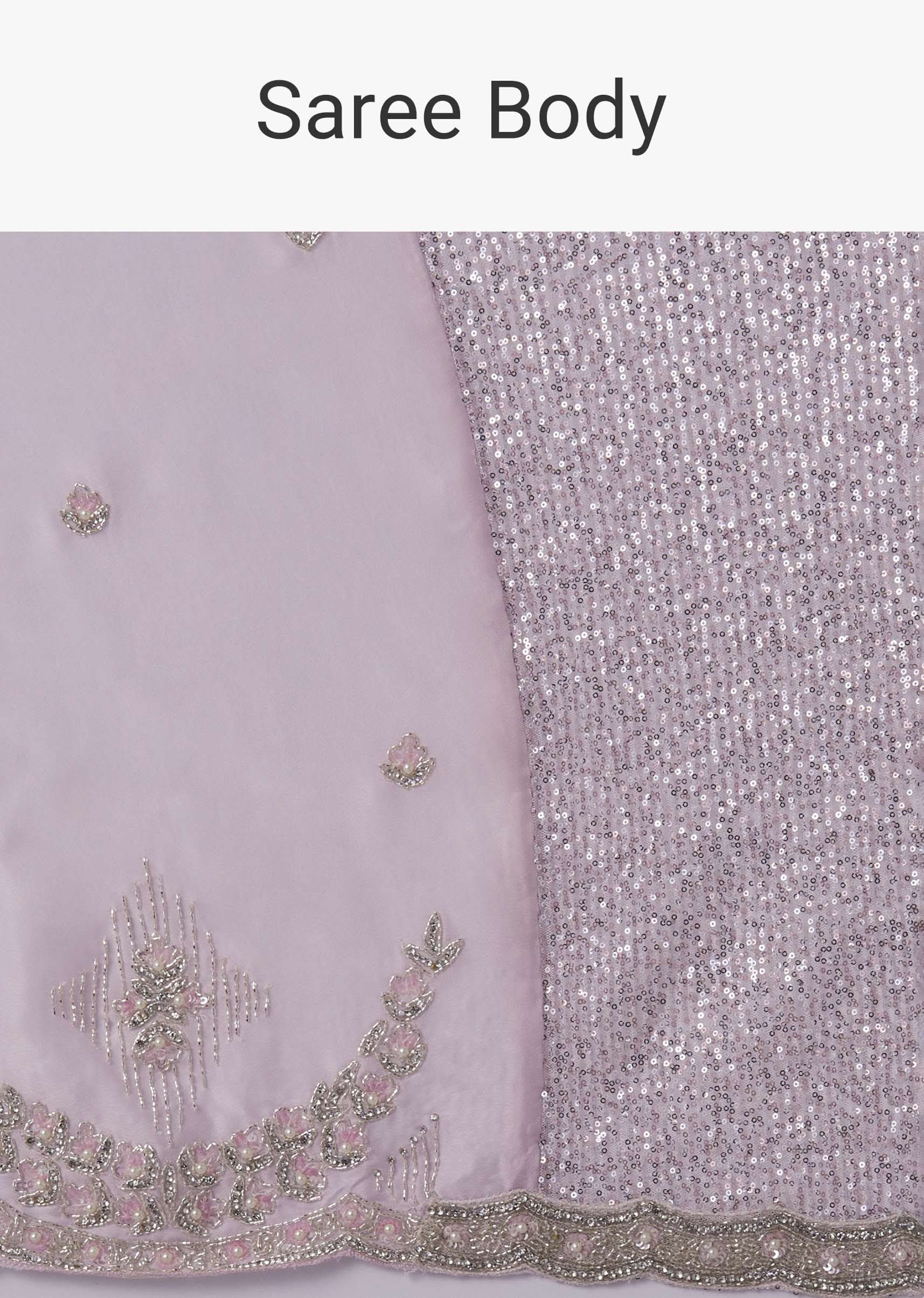 Lavender Purple Sequins Saree With An Embellished Border