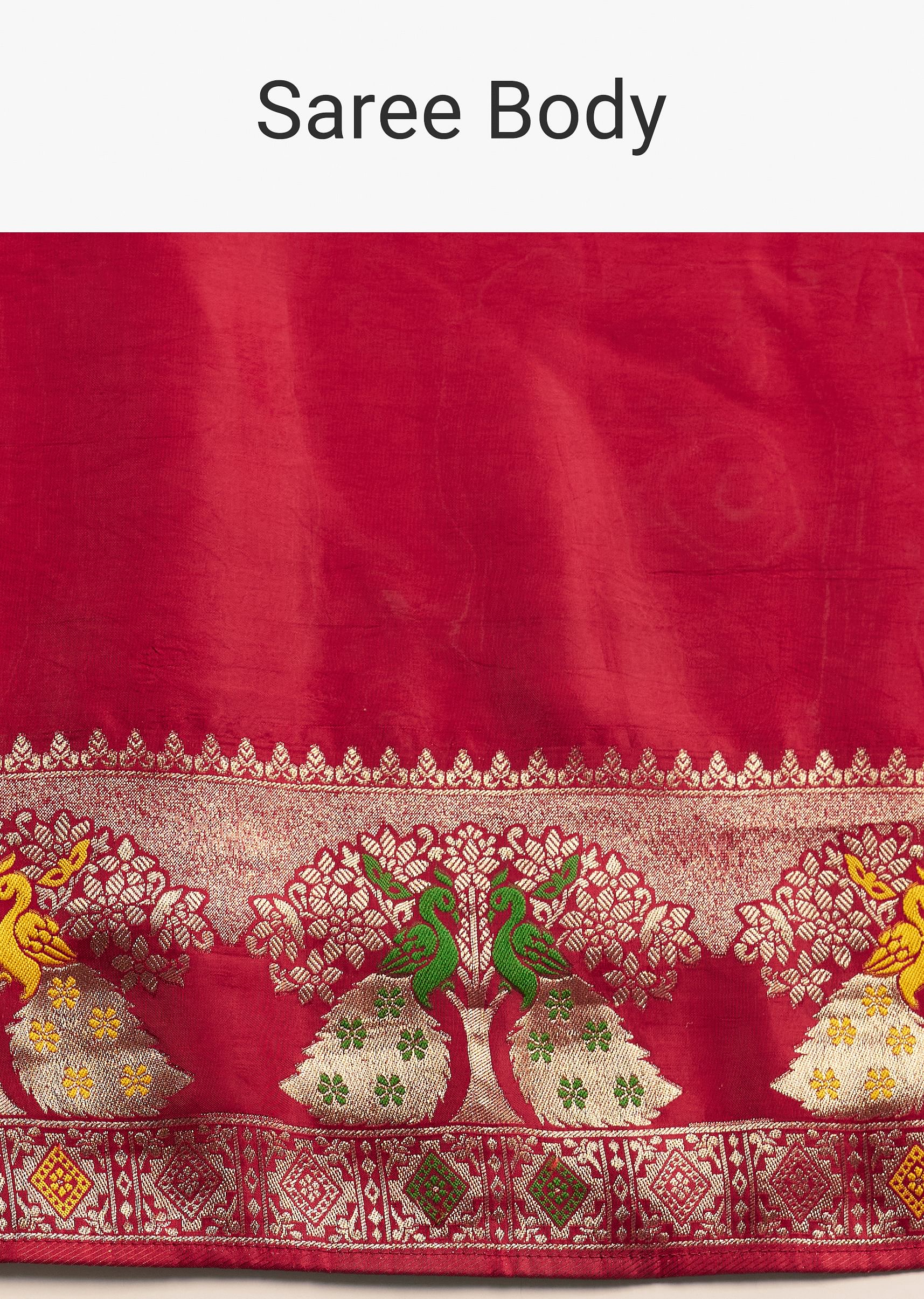 Maroon Georgette Saree With Zari And Multicolour Thread Accents