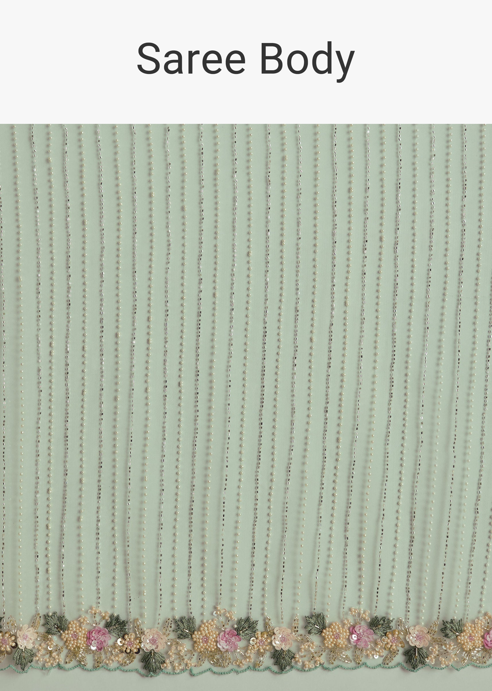Mint Green Net Saree With Heavily Embroidered Border
