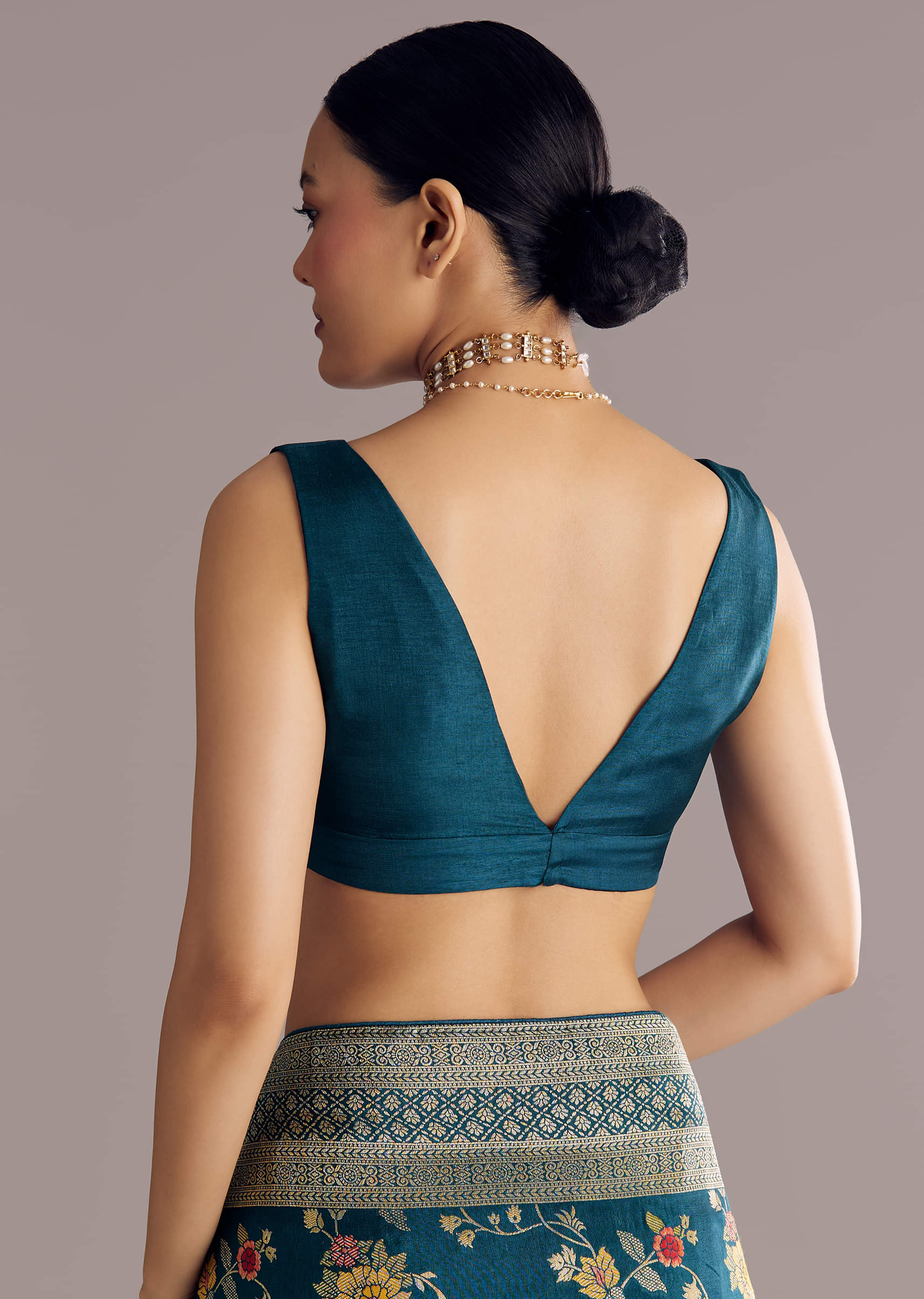 Multicolor Dola Silk Floral Jaal Woven Saree