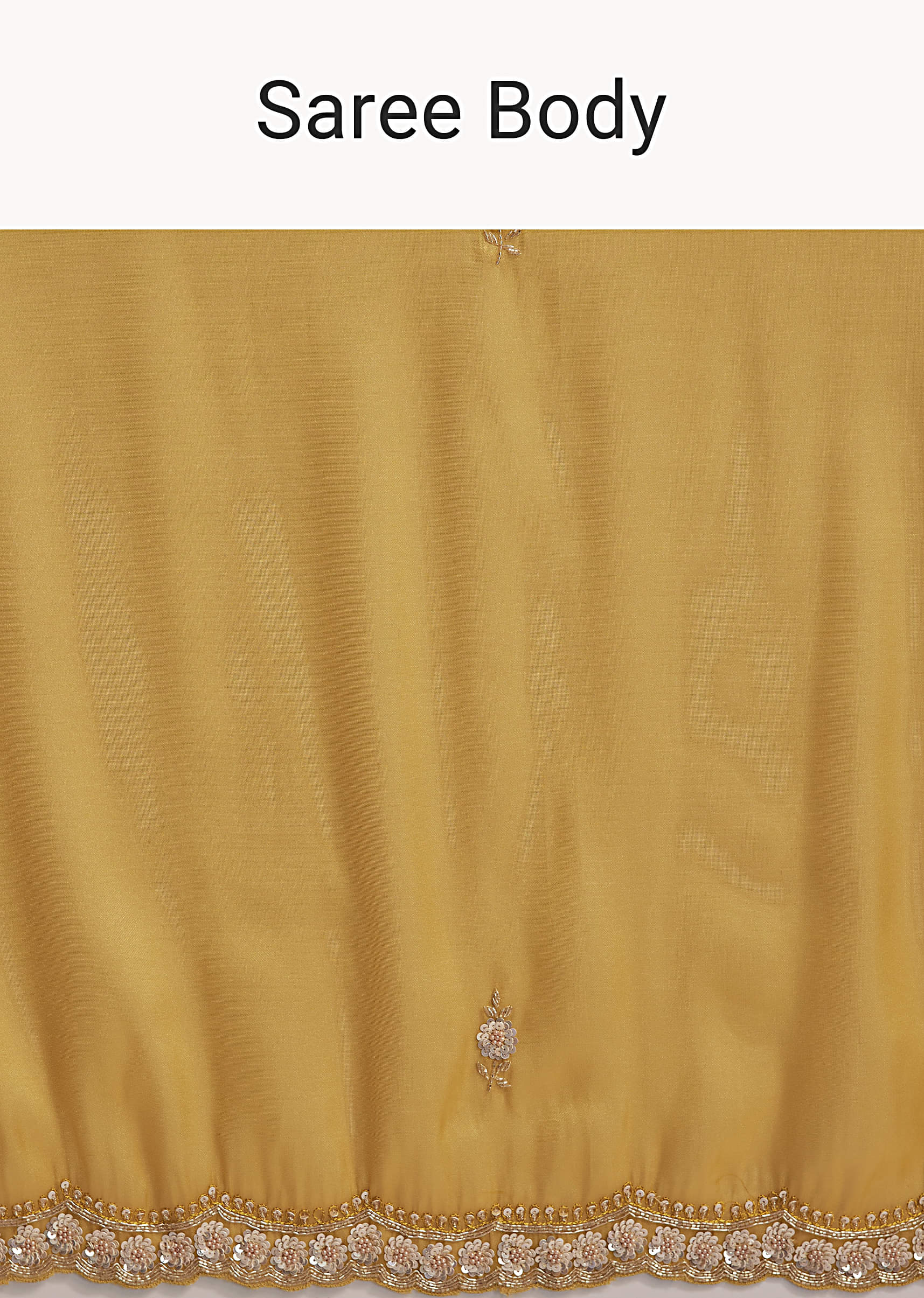 Mustard Yellow Tissue Embroidered Saree With Heavy Hand Embroidery