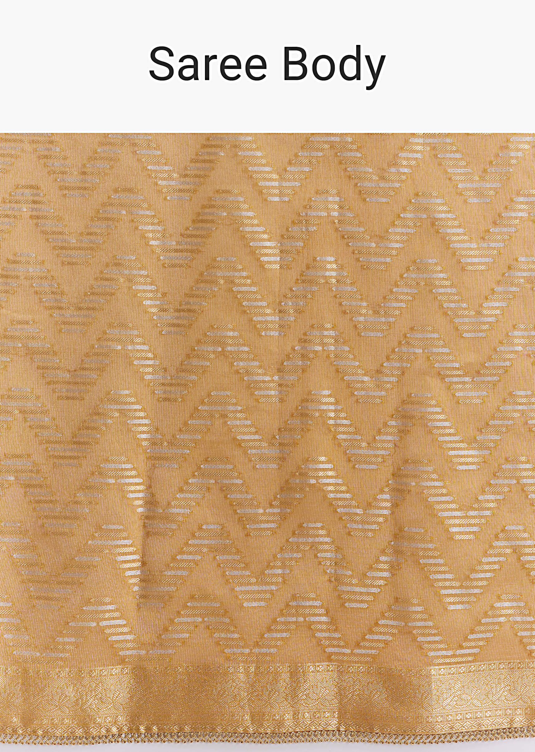 Mustard Yellow Tissue Woven Saree With Gold Tone And Zari Border