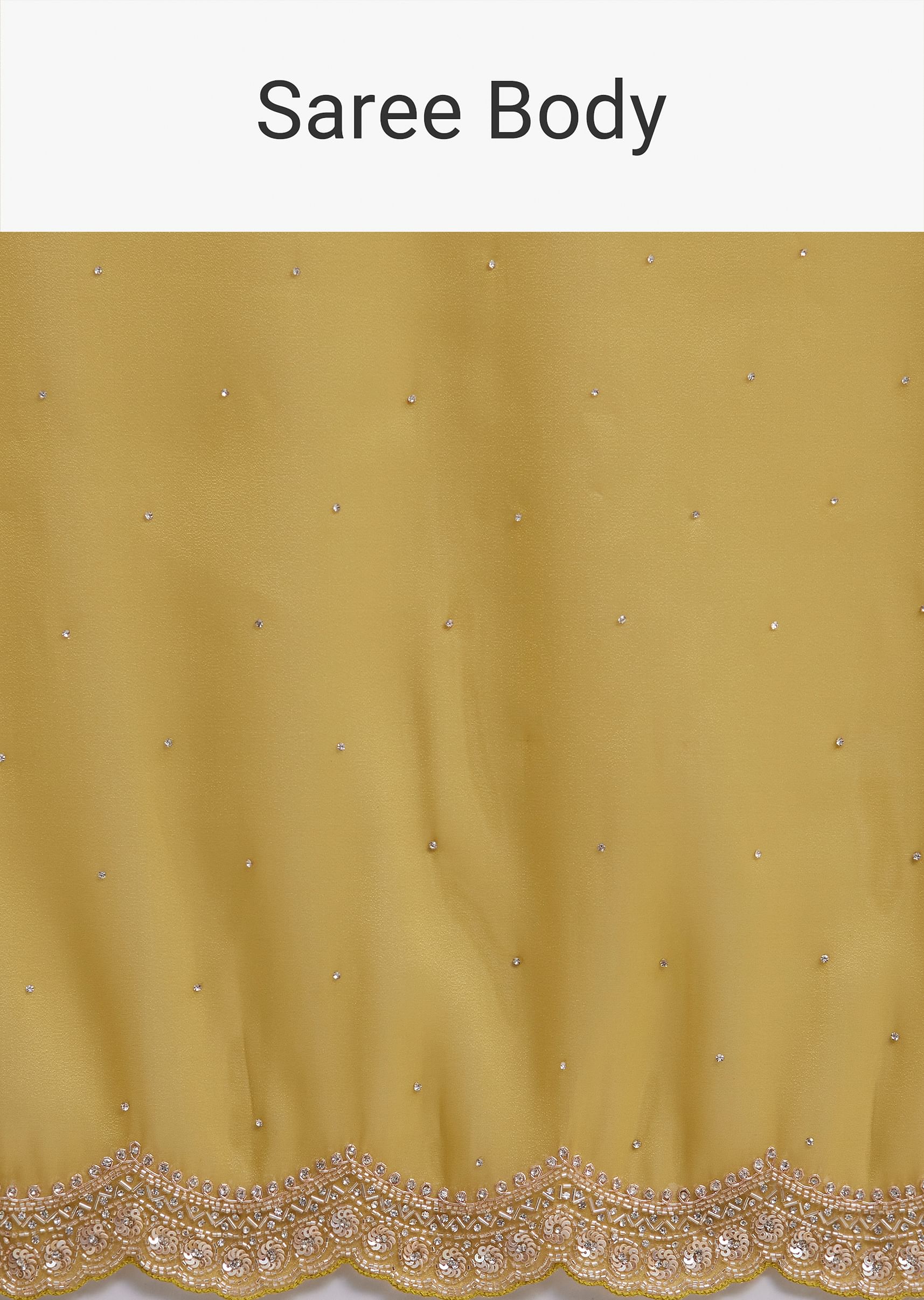 Mustard Tissue Organza Saree With Sequins Embellished Border