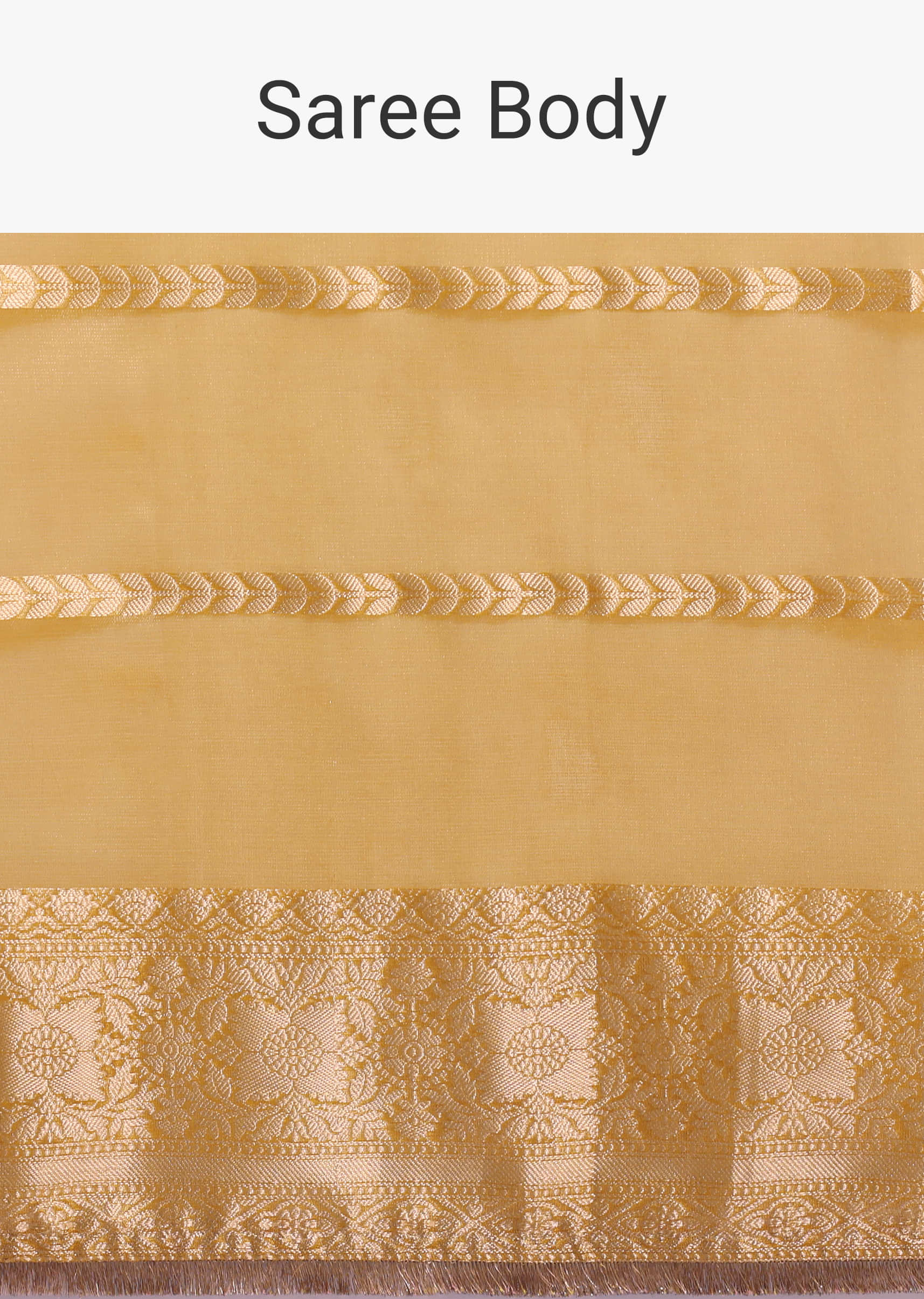 Mustard Yellow Zari Woven Chanderi Saree With Unstitched Blouse