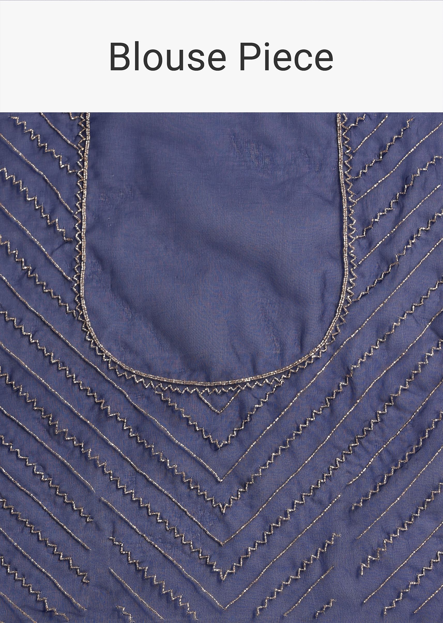 Navy Blue Cutdana Embroidered Saree With Unstitched Blouse