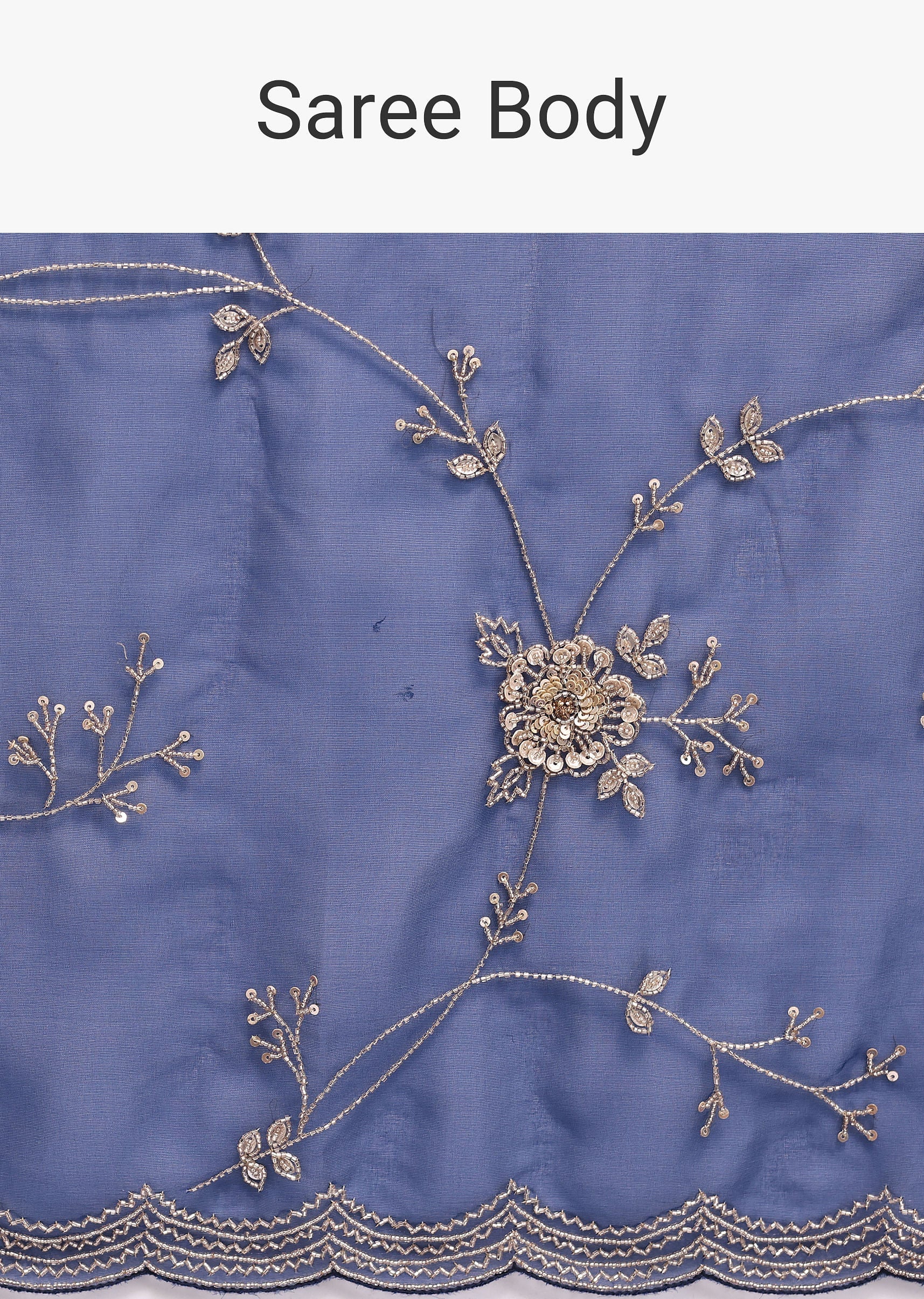 Navy Blue Cutdana Embroidered Saree With Unstitched Blouse