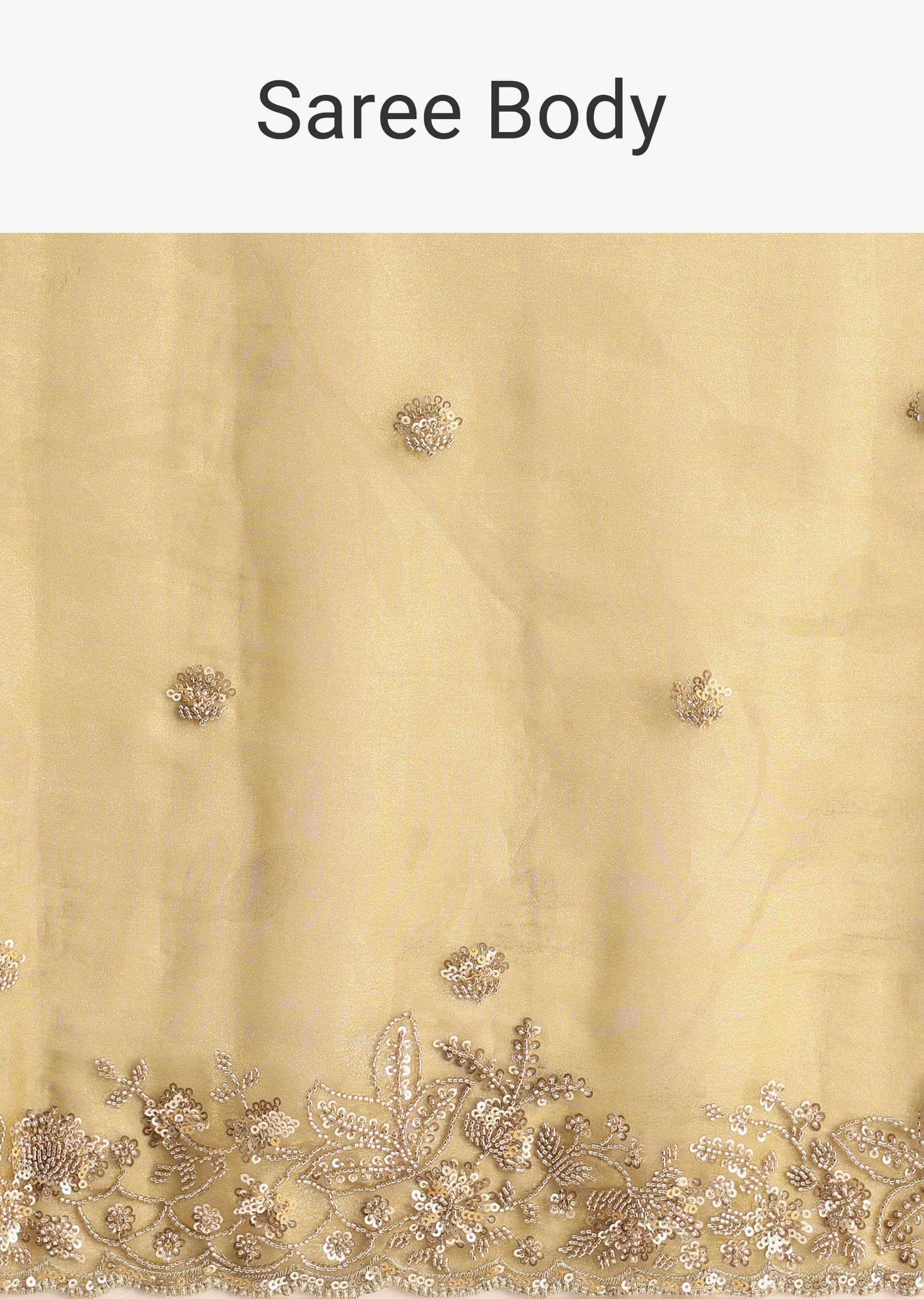 Occur Yellow Tissue Floral Saree With Scallop Embroidered Border