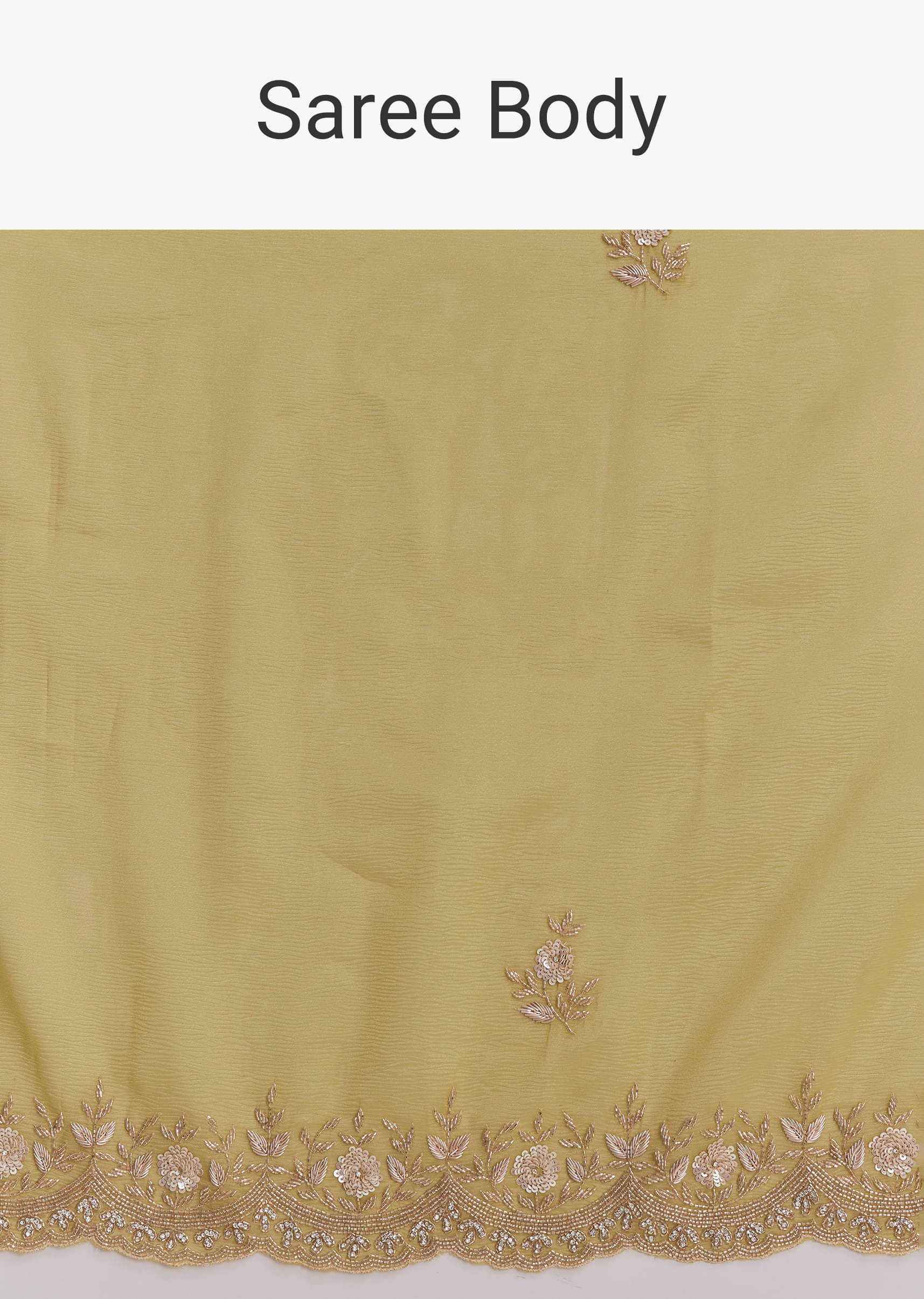 Ochre Yellow Tissue Saree With Zardosi And Stone Embroidery