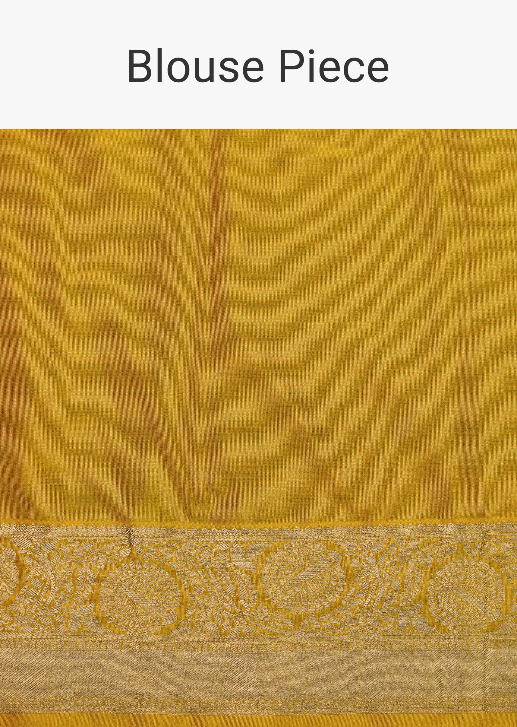 Daffodil Yellow Woven Kanjivaram Saree In Pure Silk With An Unstitched Blouse
