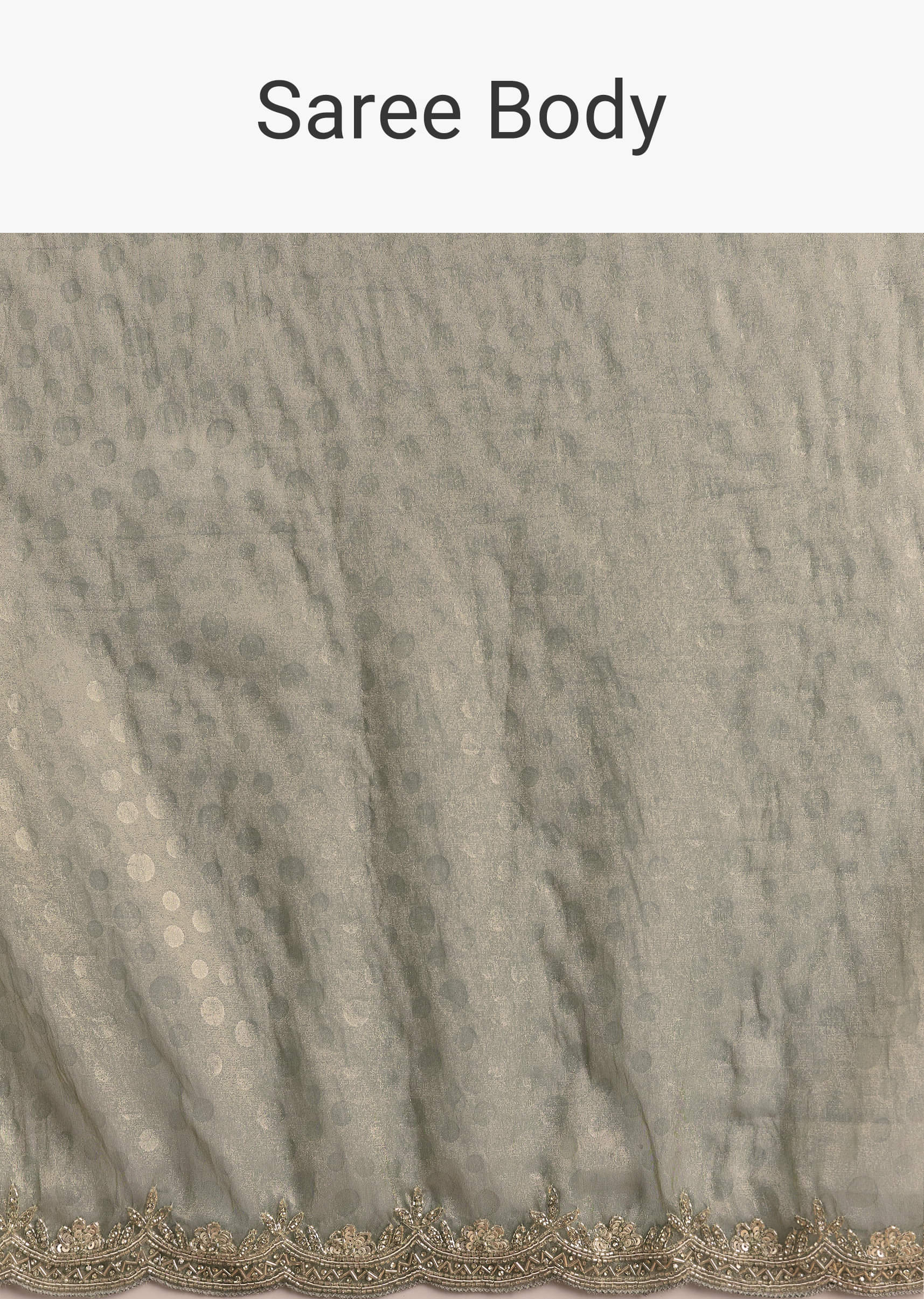 Olive Green Jacquard Saree With Stone And Sequin Embroidery