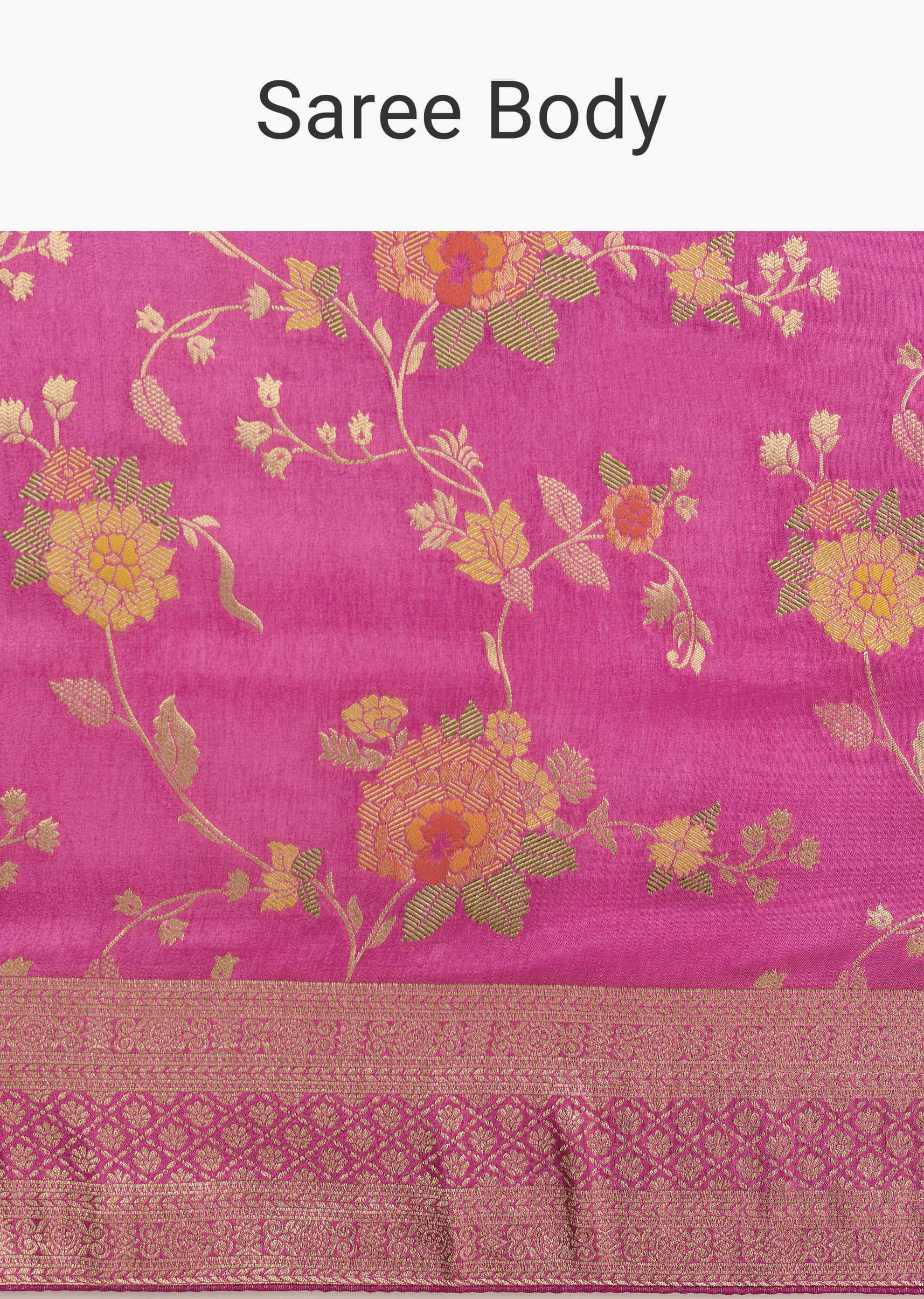 Onion Pink Dola Silk Saree With Multicolor Floral Jaal Weave